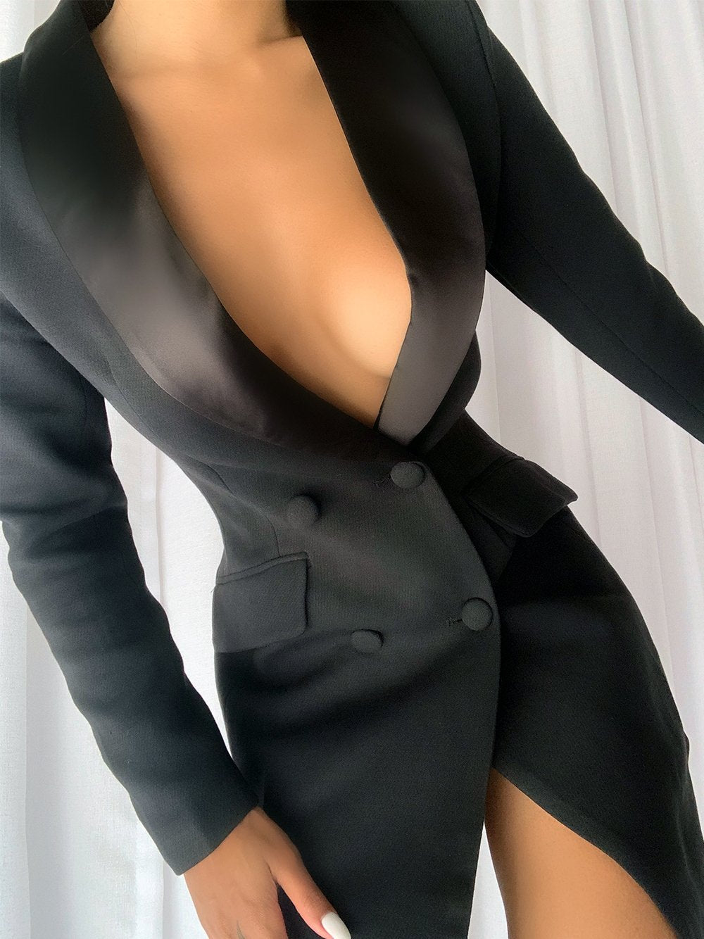 Double-Breasted Blazer Dress in Black