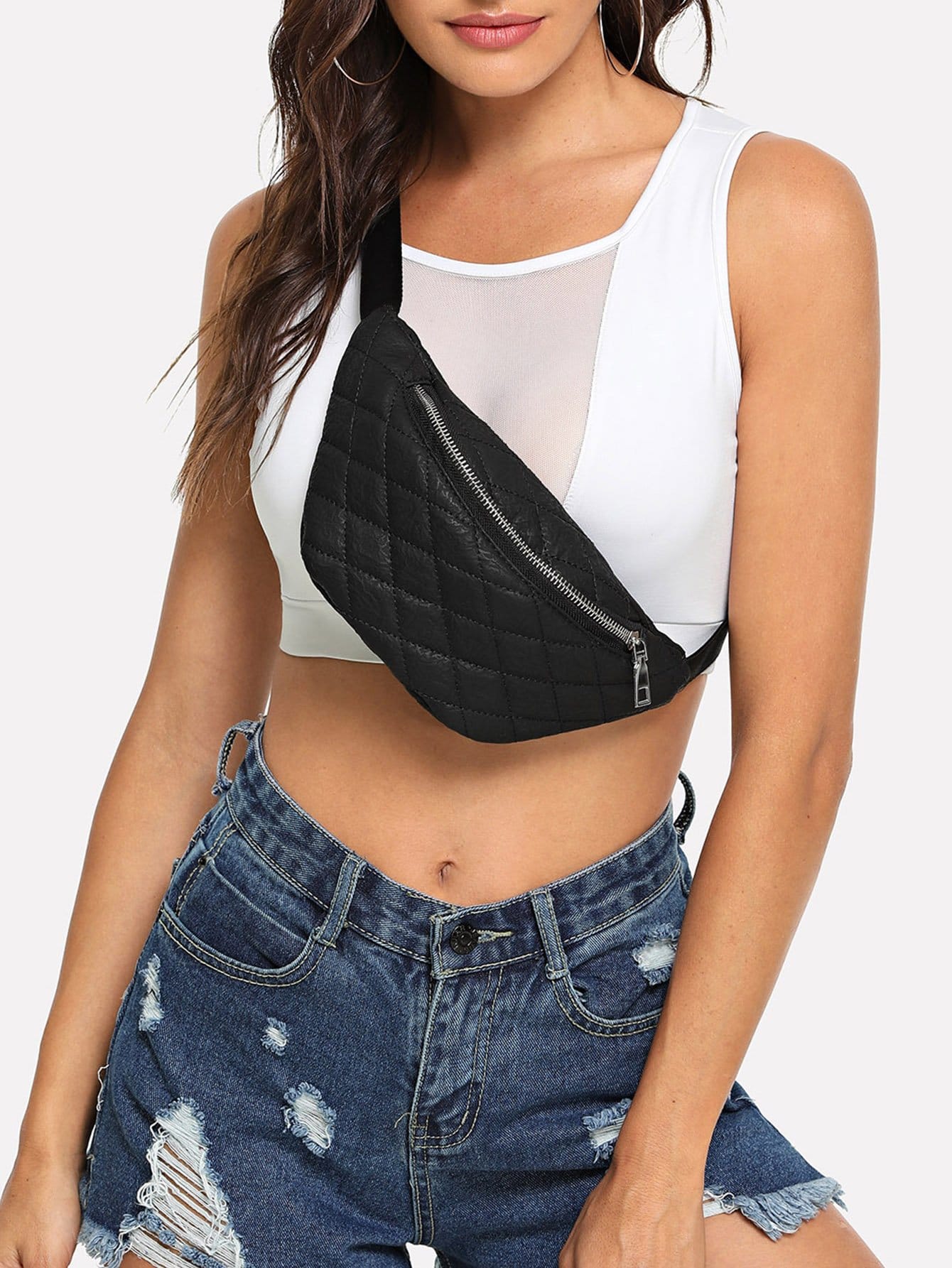 Zipper Front Quilted Fanny Pack