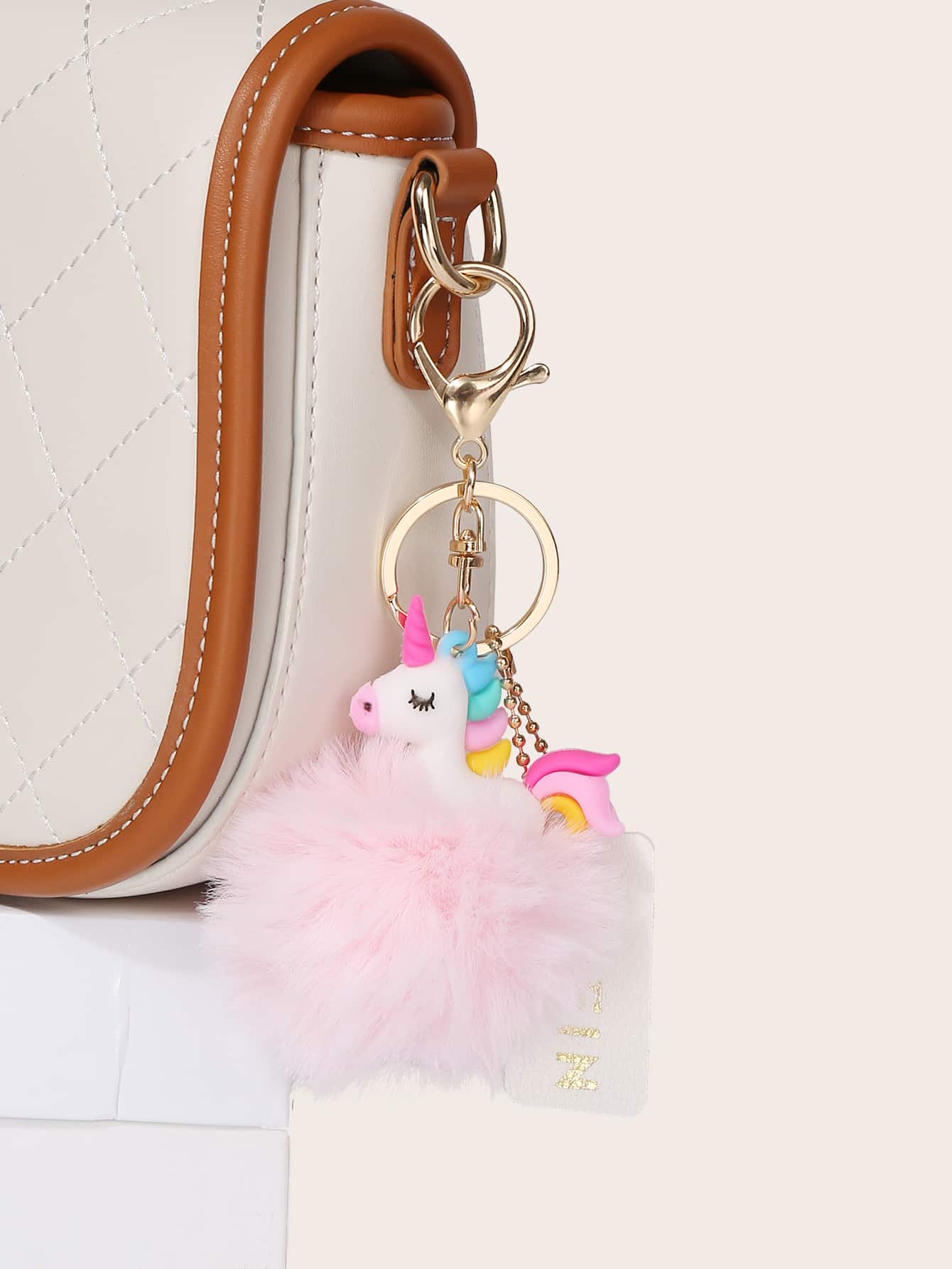 Pom-pom Decor Unicorn Shaped Bag Charm