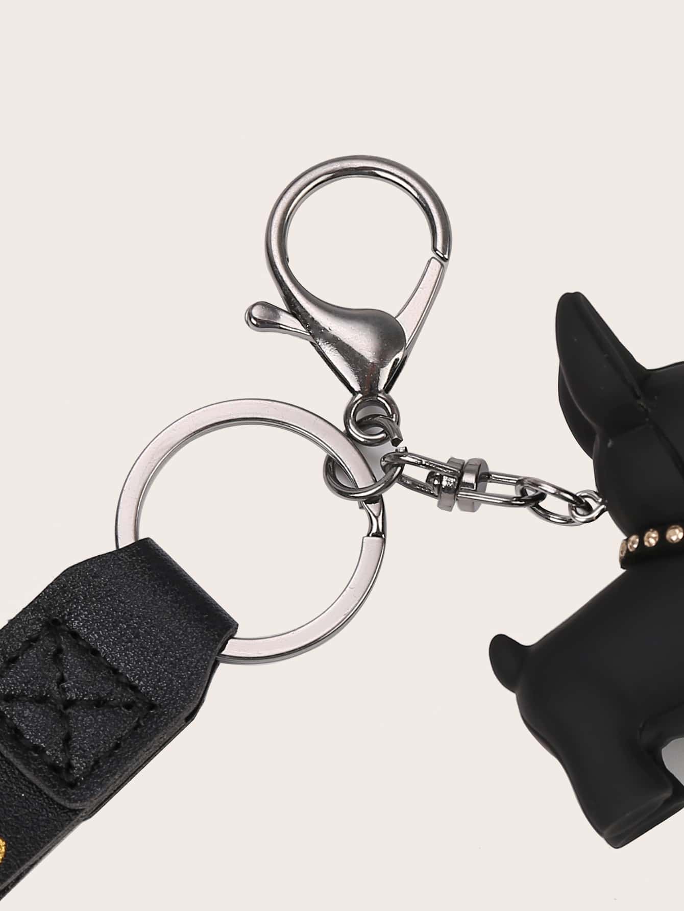 Rhinestone Decor Dog Shaped Bag Charm
