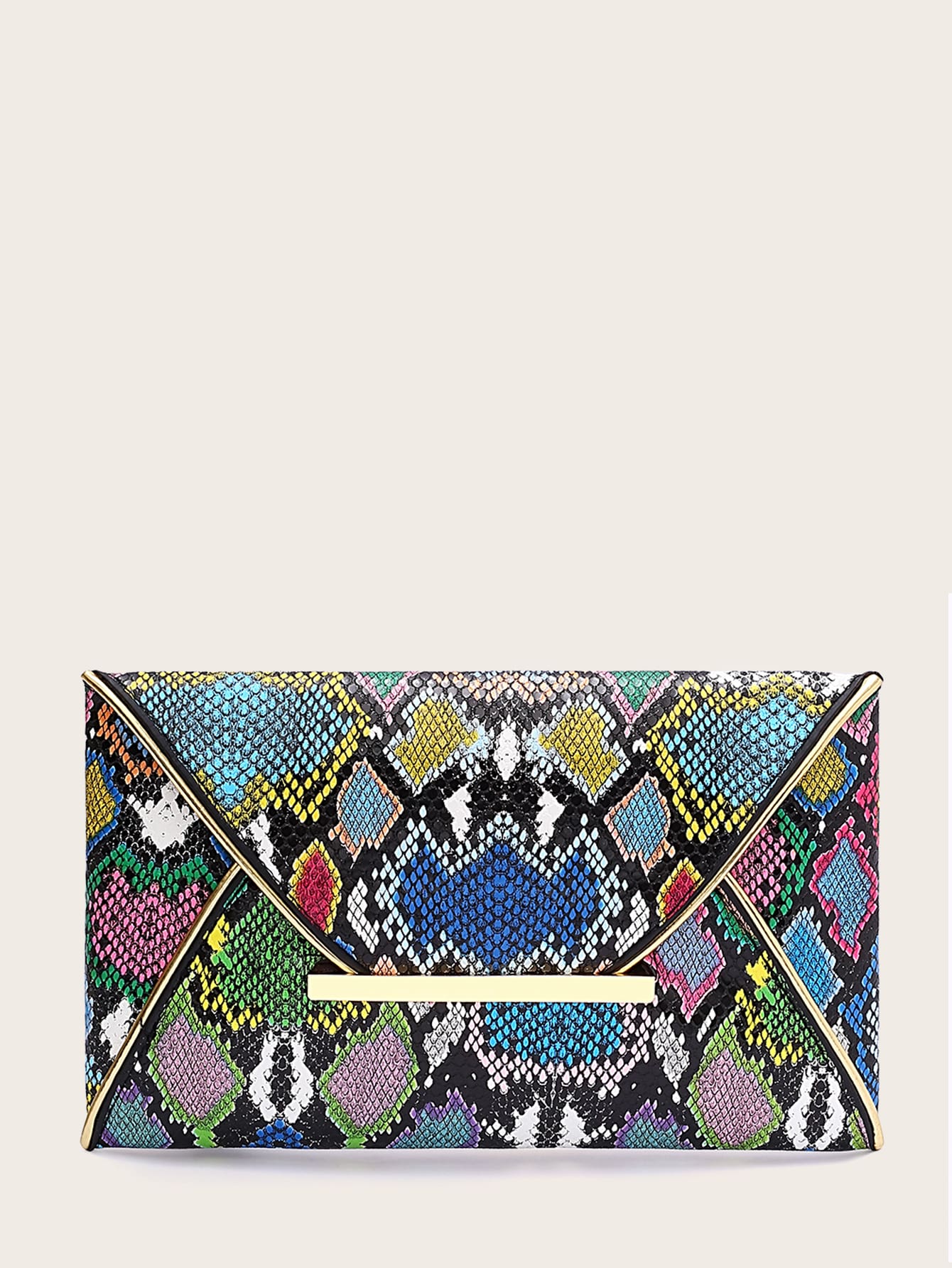 Snakeskin Print Clutch Bag