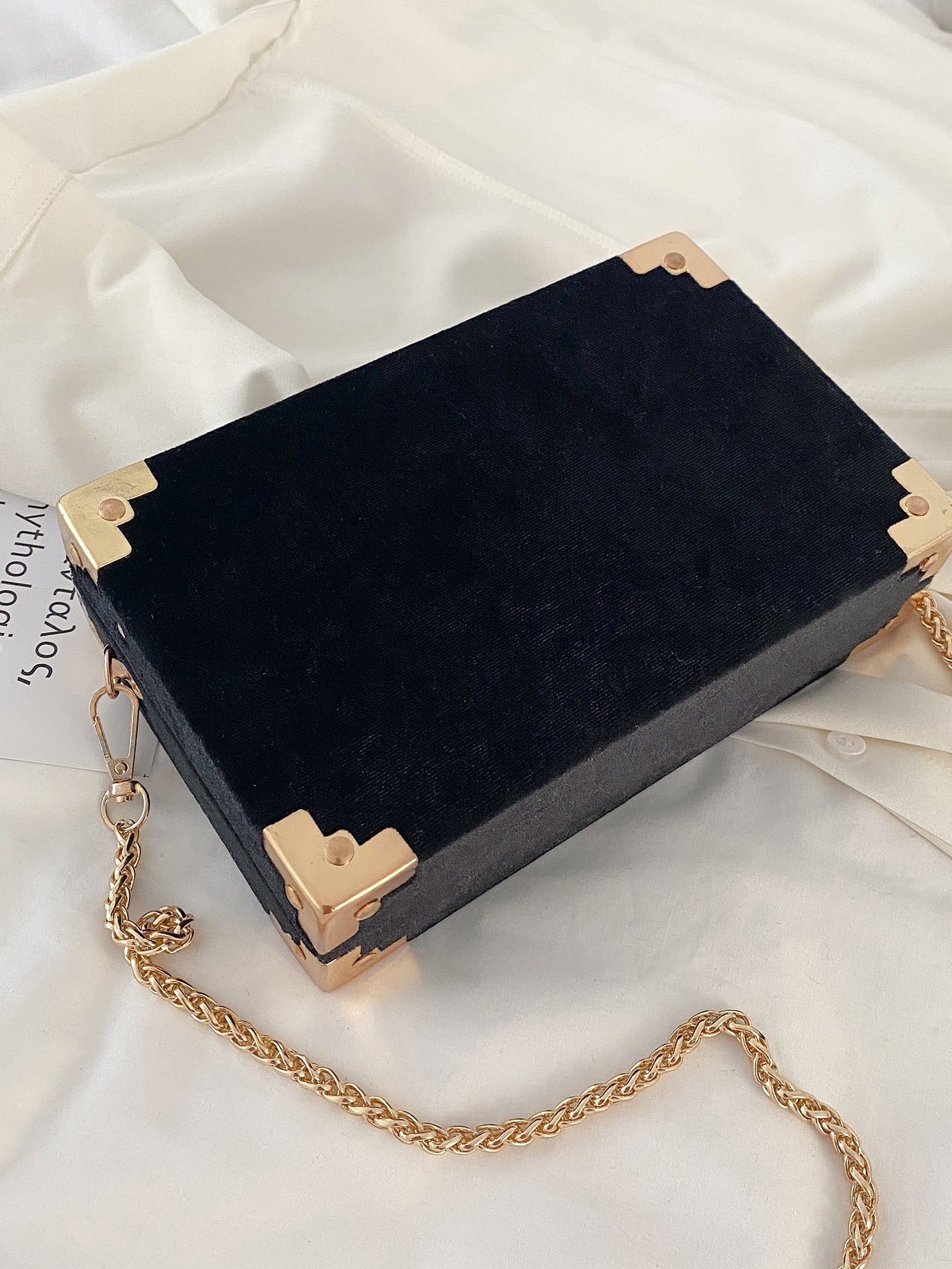 Star & Moon Embroidered Box Clutch Bag