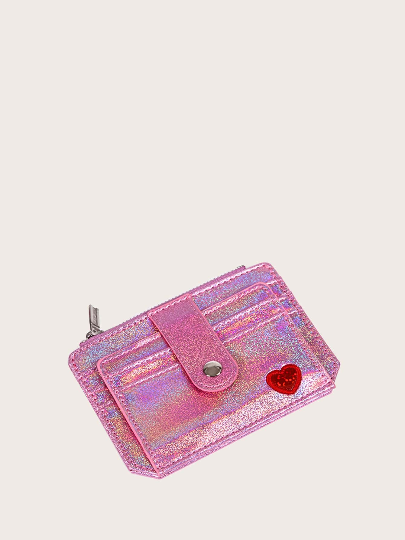 Glitter Snap Button Purse With Card Holder