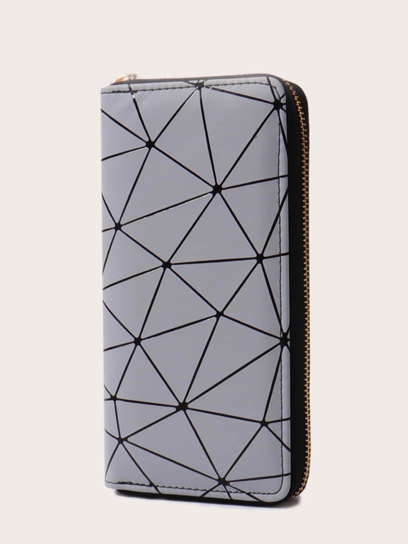 Geometric Graphic Zipper Around Long Purse