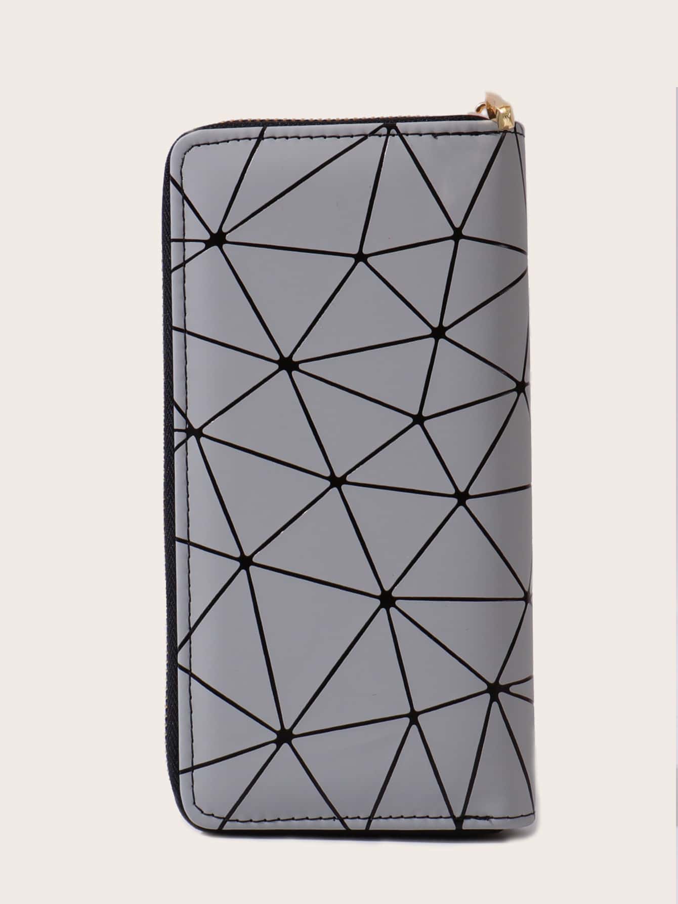 Geometric Graphic Zipper Around Long Purse