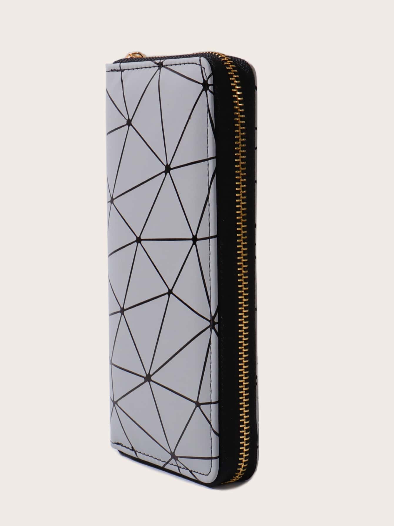 Geometric Graphic Zipper Around Long Purse