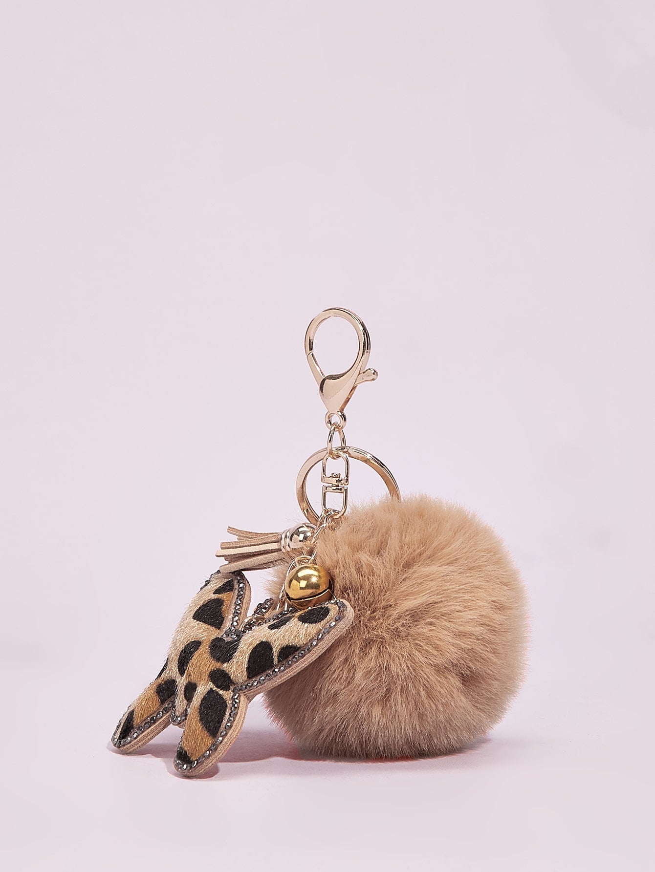 Leopard Butterfly & Pom-pom Decor Bag Charm