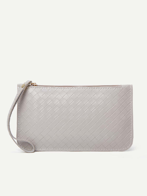 Woven Pattern Clutch Bag With Wristlet