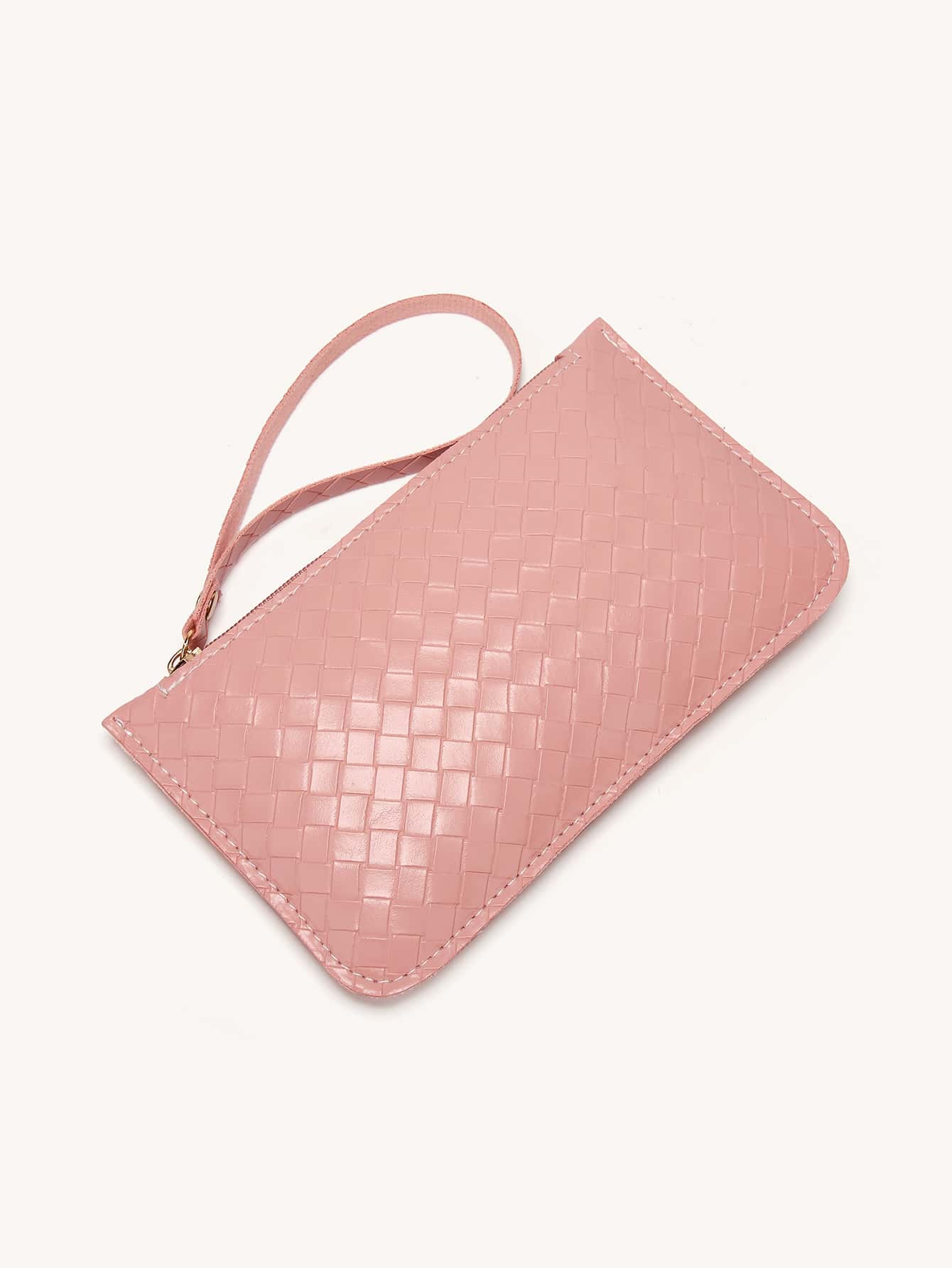 Woven Pattern Clutch Bag With Wristlet