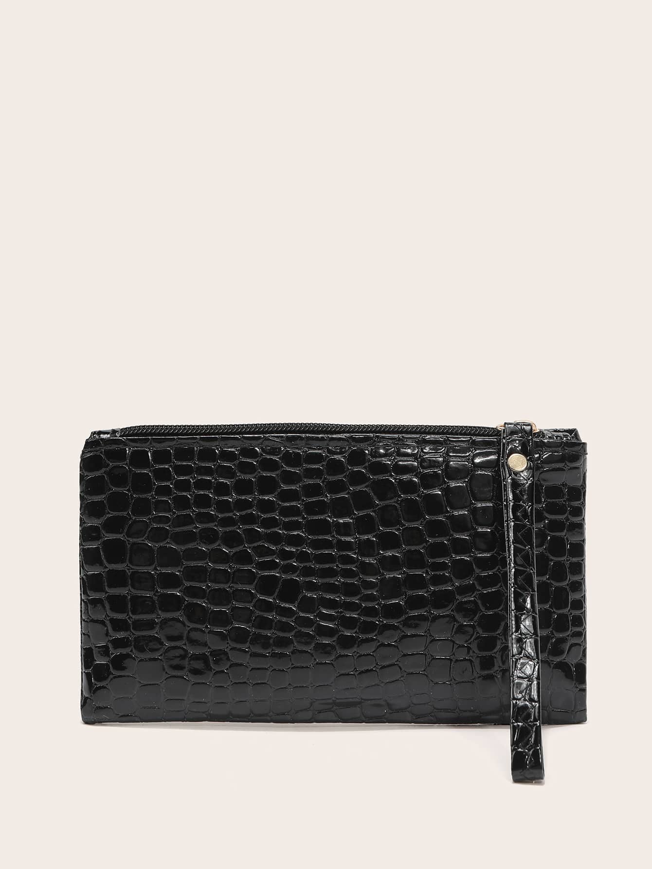 Textured Clutch Bag With Wristlet
