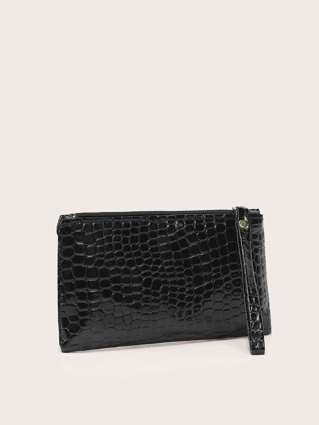 Textured Clutch Bag With Wristlet