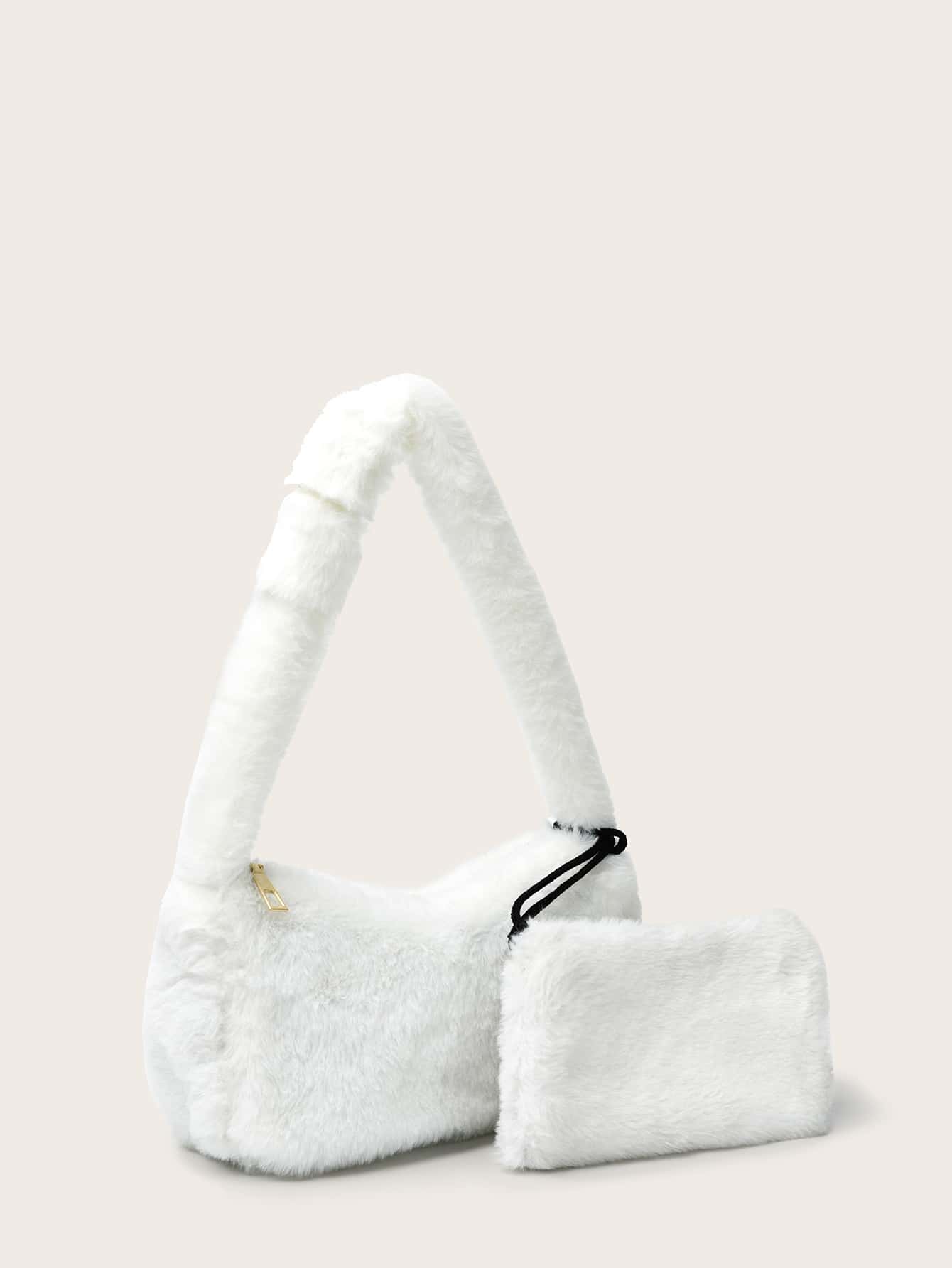 Fluffy Baguette Bag With Purse