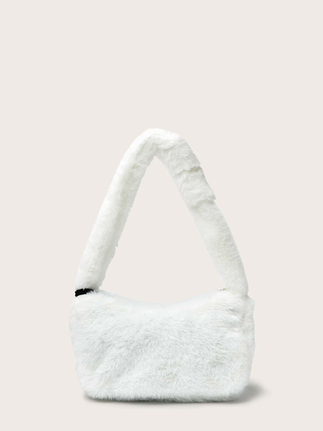Fluffy Baguette Bag With Purse