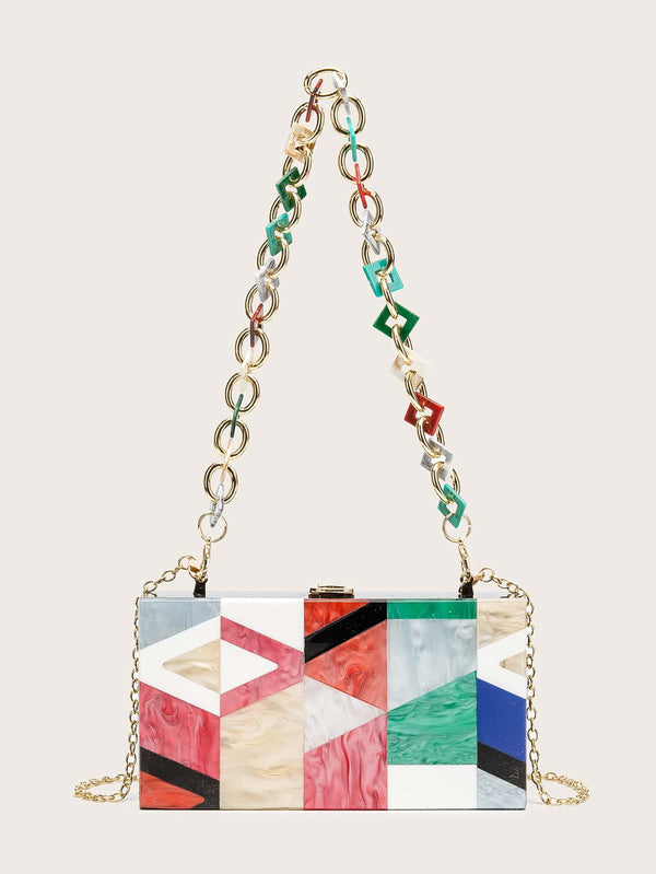 Color Block Box Bag