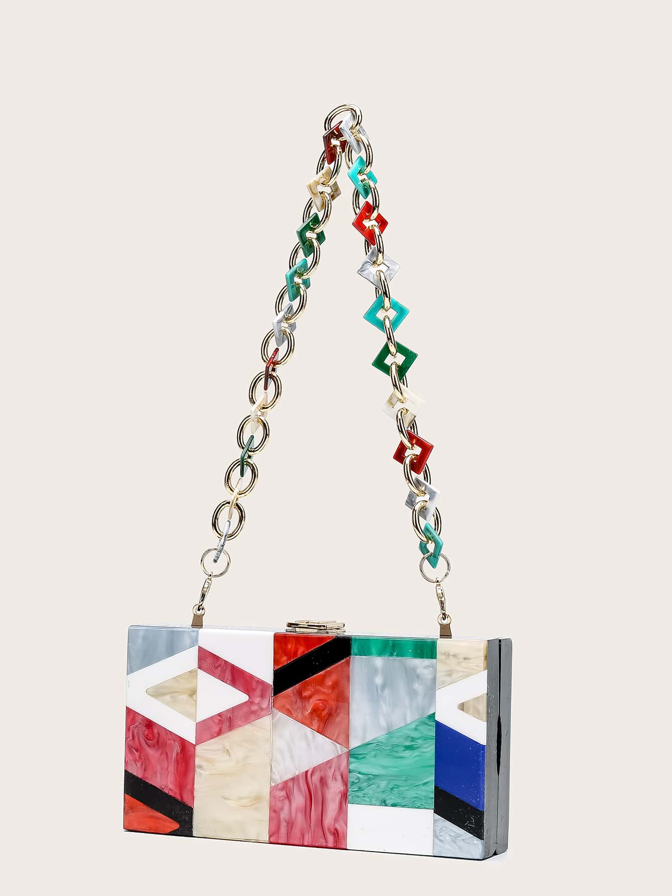 Color Block Box Bag