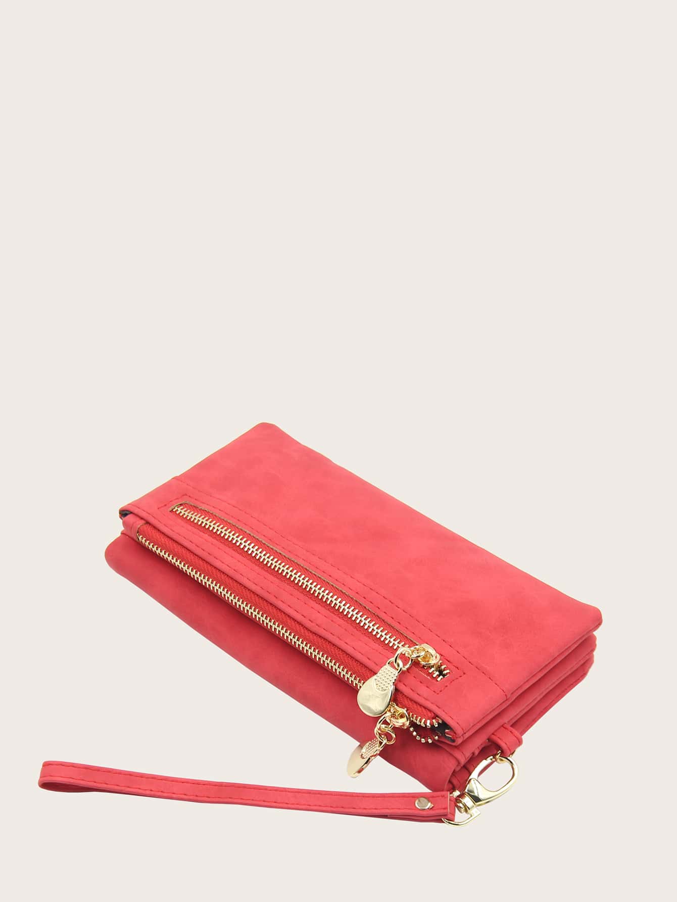 Zipper Long Wallet With Wristlet