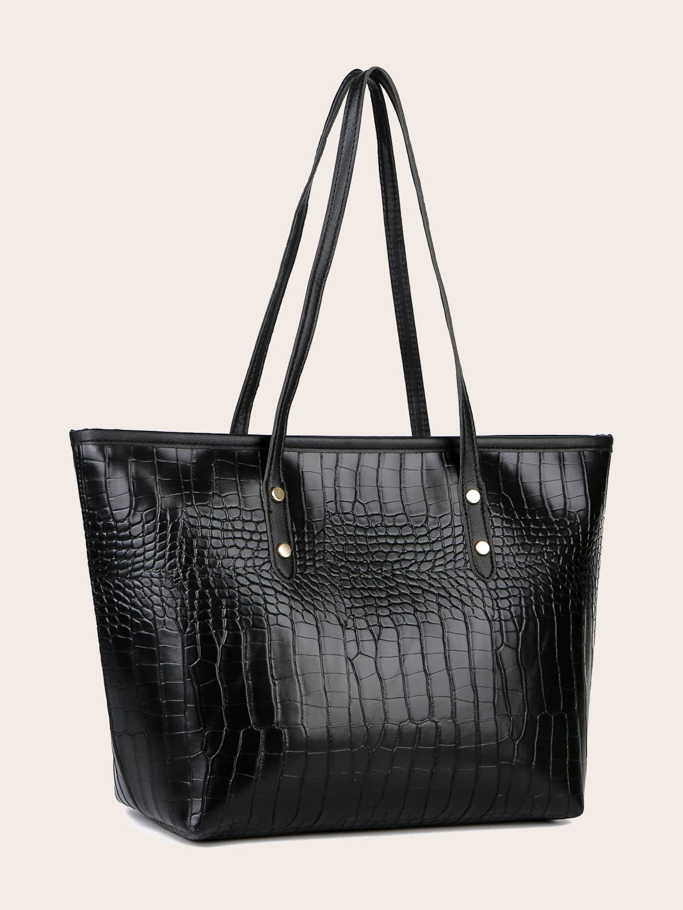 4pcs Croc Embossed Tote Bag Set