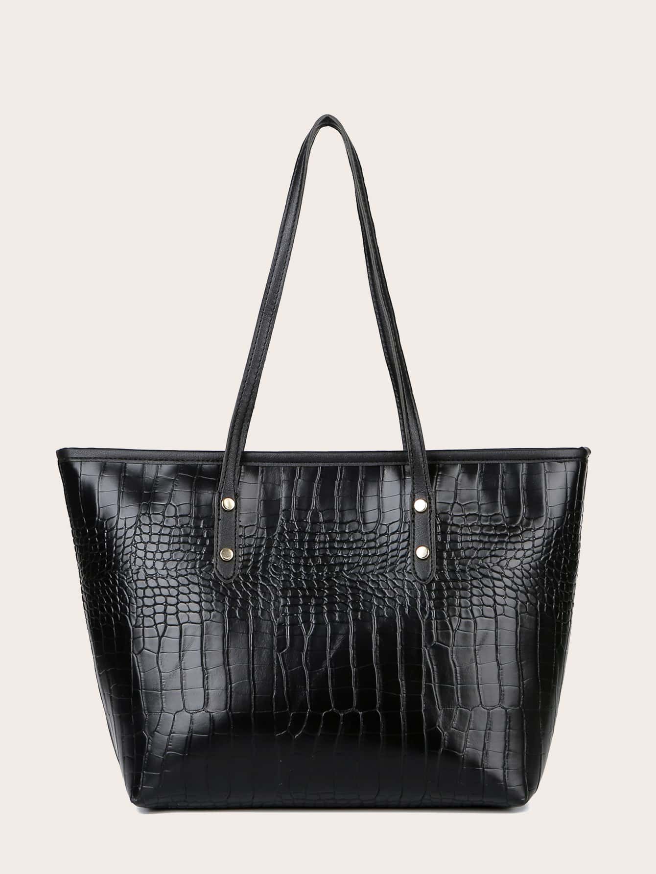 4pcs Croc Embossed Tote Bag Set