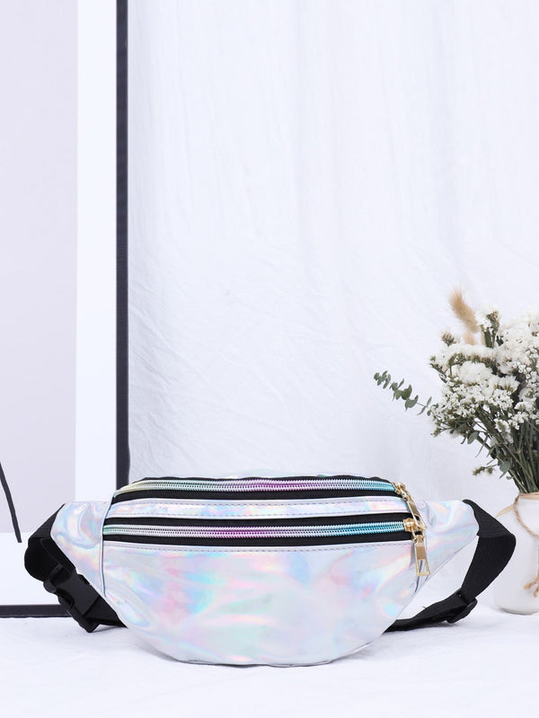 Double Zip Holographic Fanny Pack