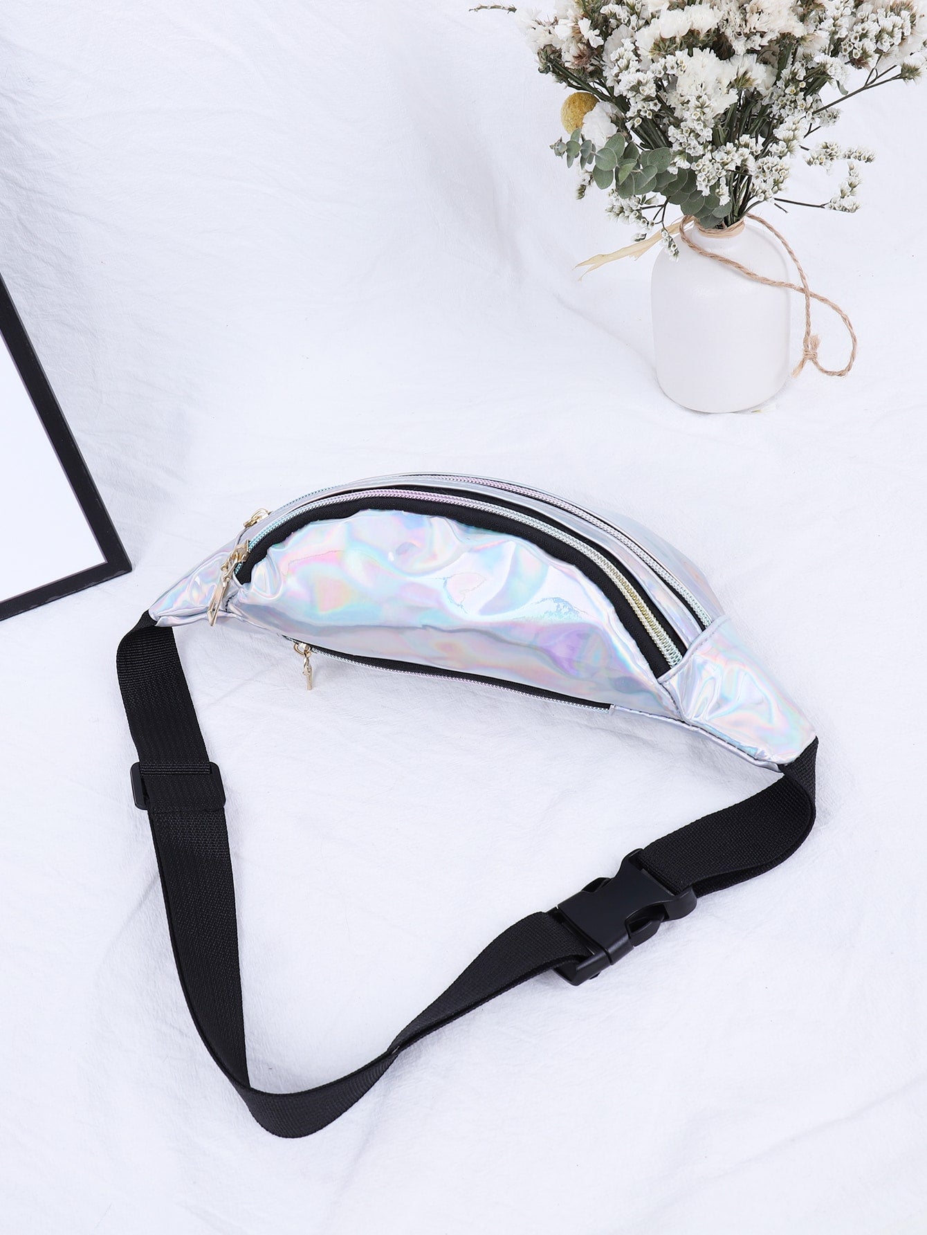 Double Zip Holographic Fanny Pack