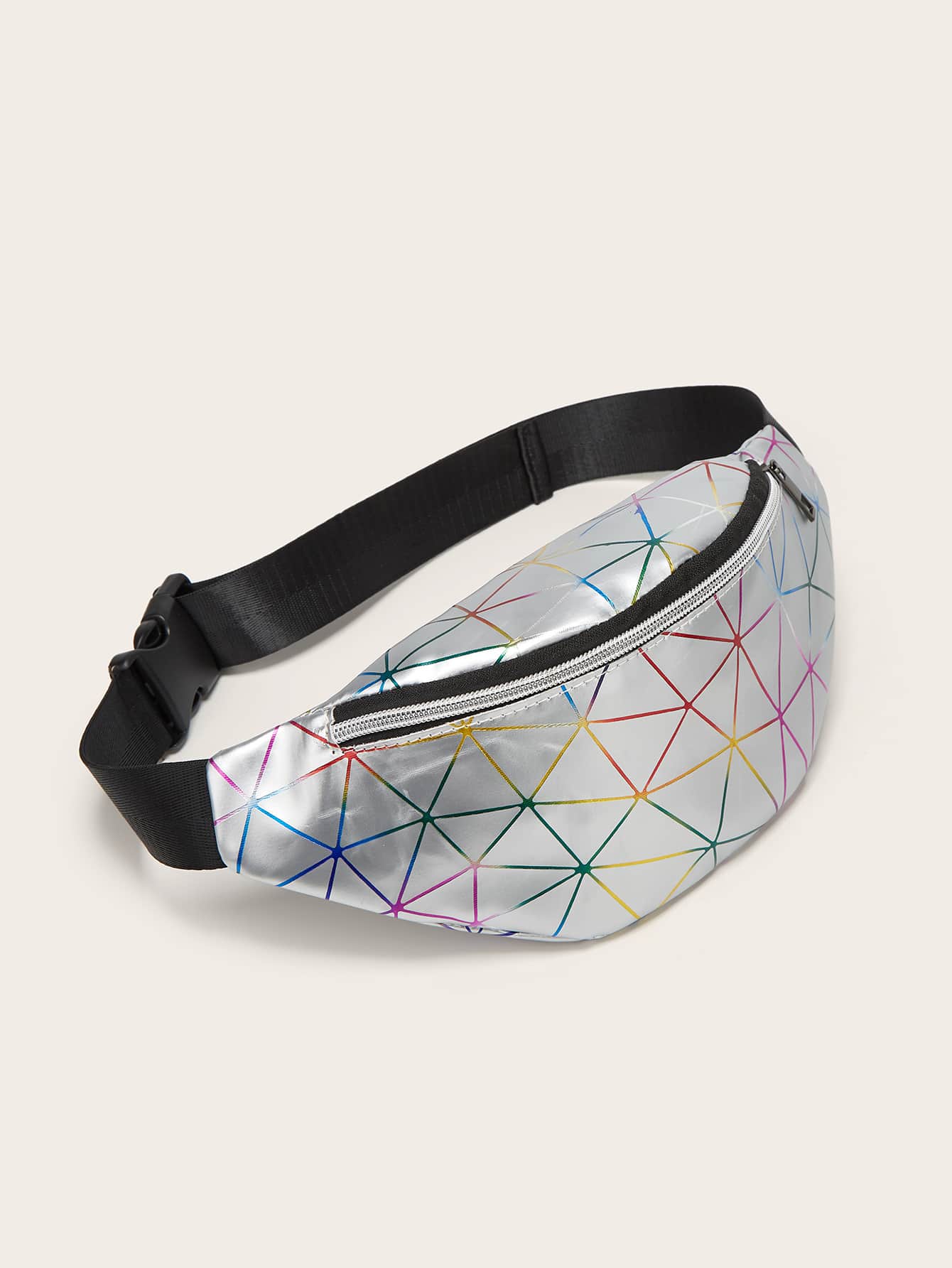 Metallic Geometric Pattern Fanny Pack