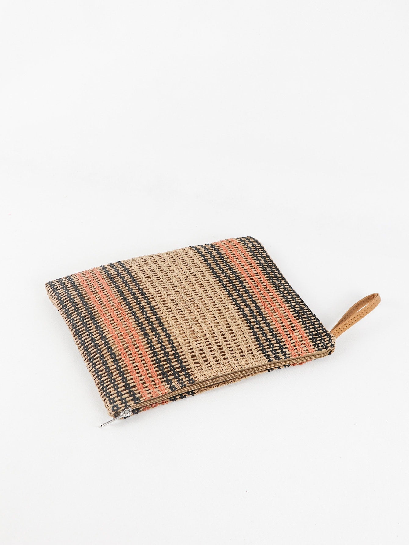 Striped Woven Clutch Bag