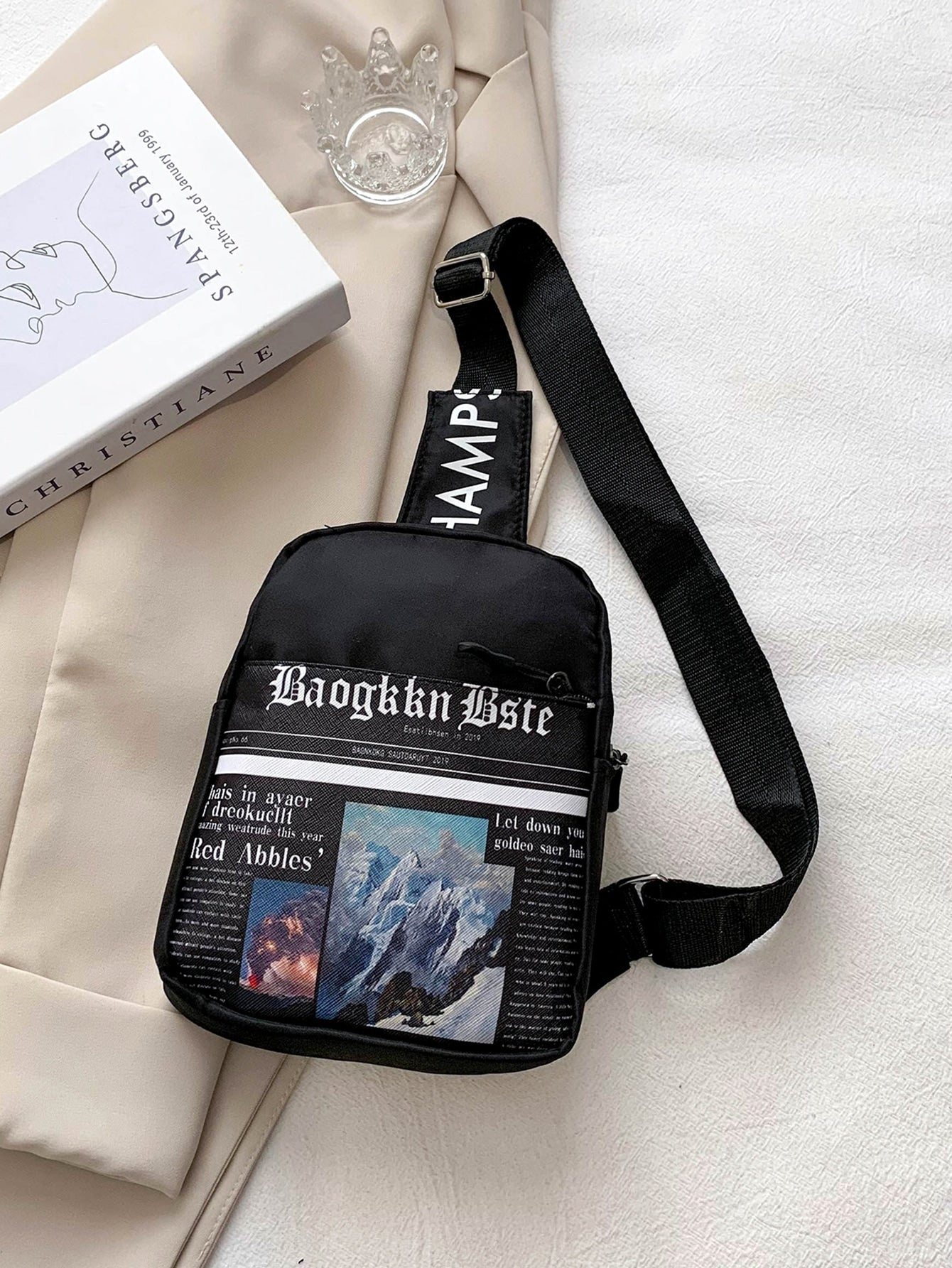 Letter Graphic Sling Bag