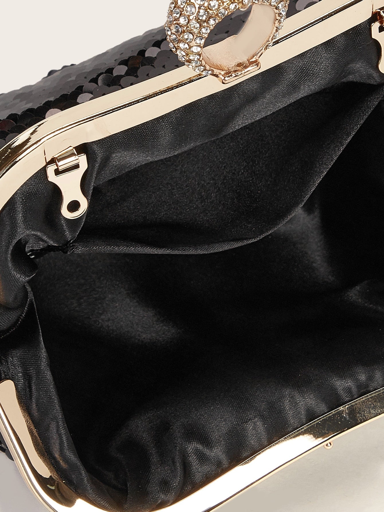 Sequins Decor Clip Top Clutch Bag