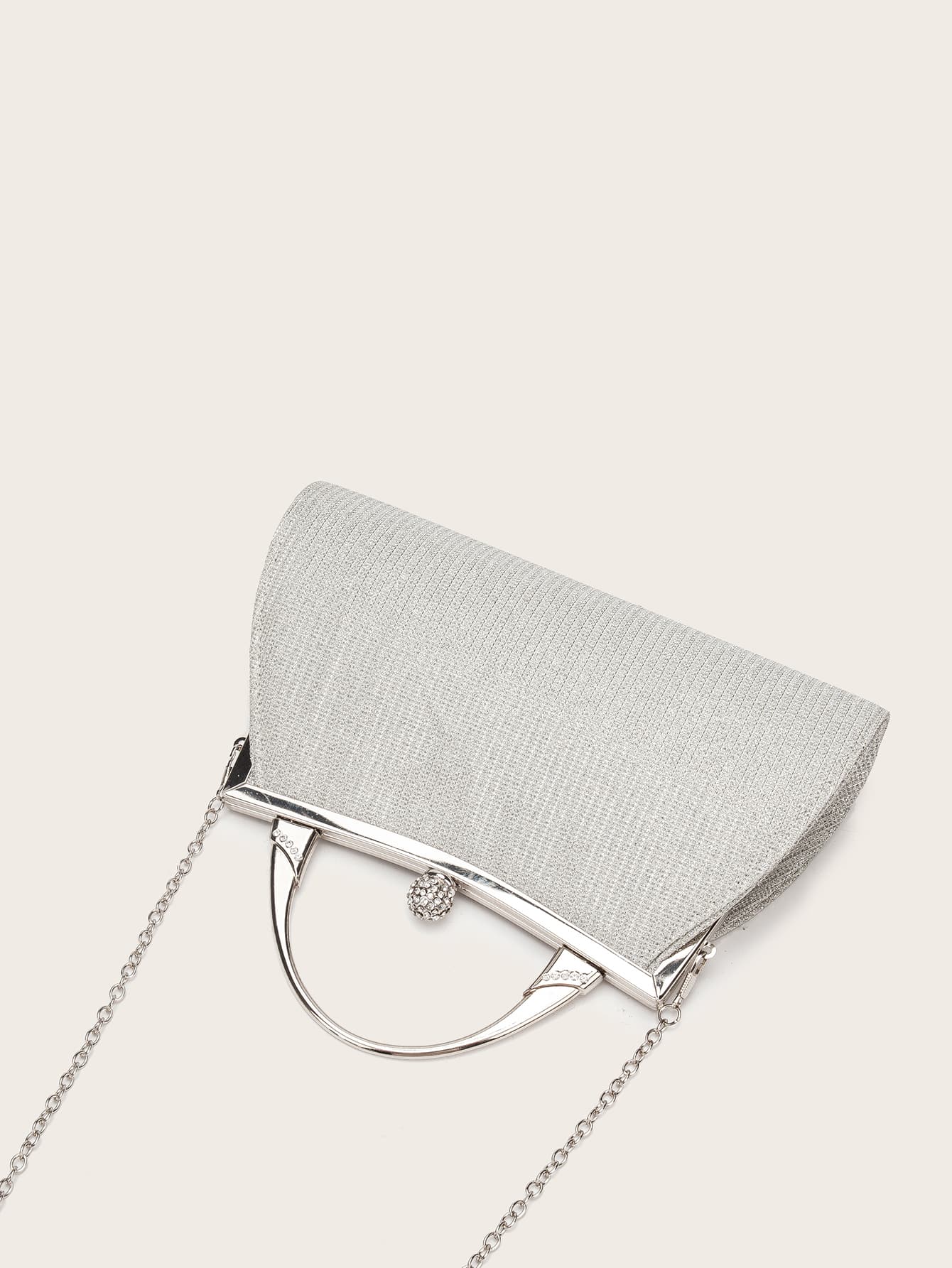 Rhinestone Decor Chain Clutch Bag