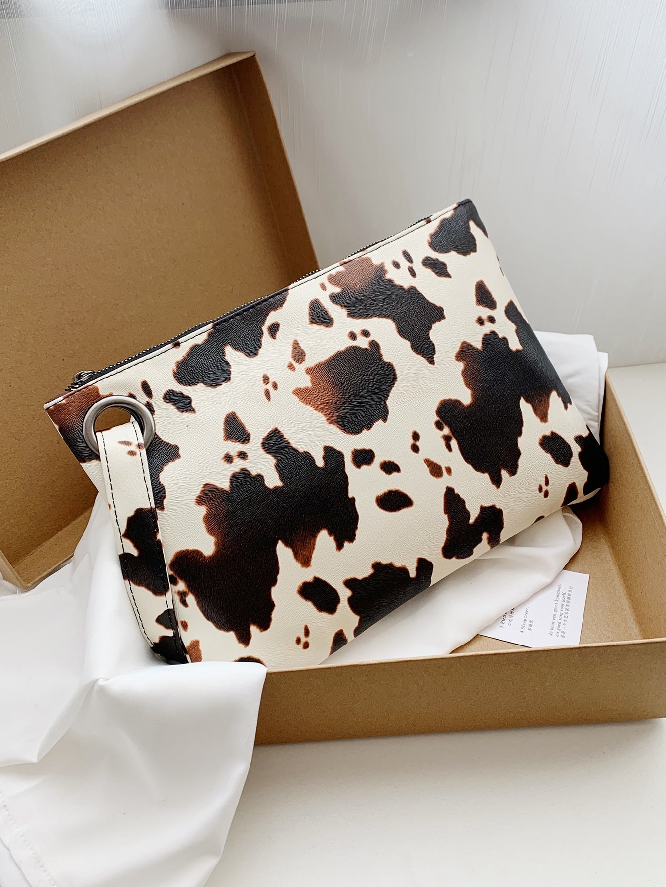 Cow Print Clutch Bag