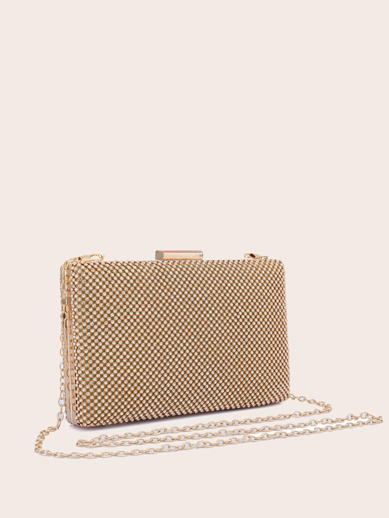 Rhinestone Decor Chain Clutch Bag