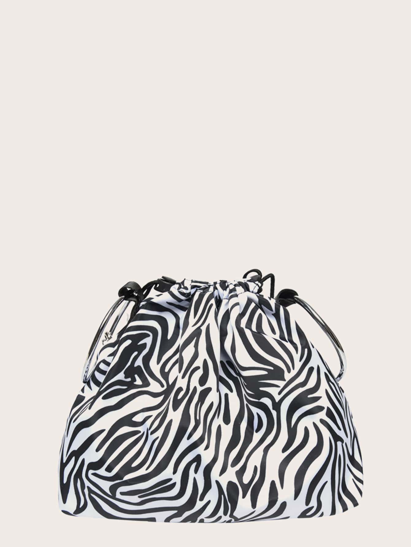 Drawstring Nylon Bucket Bag