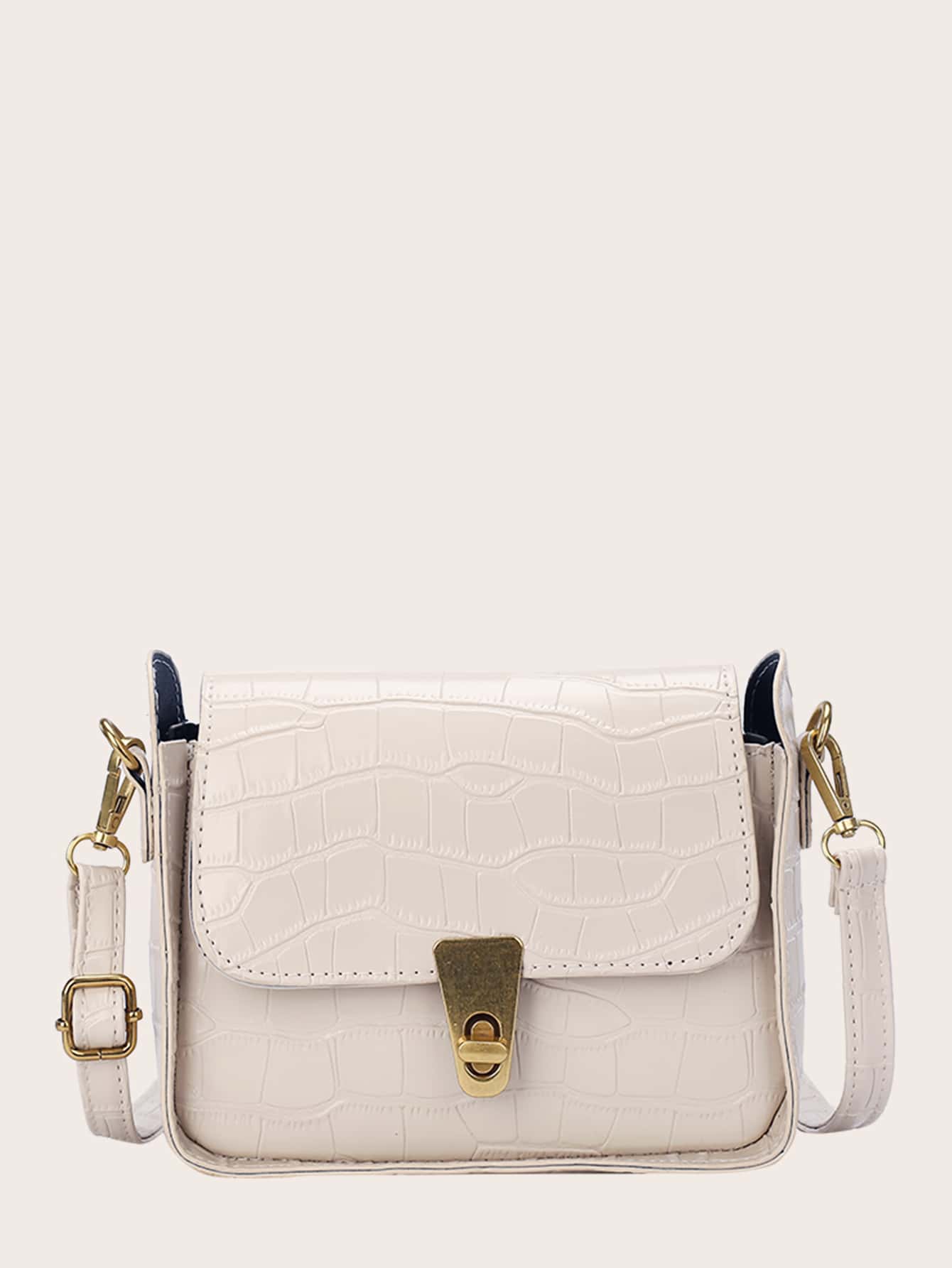 Croc Embossed Flap Crossbody Bag