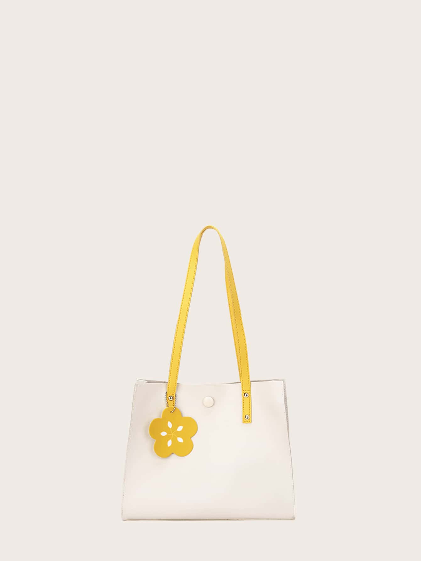 Flower Charm Shoulder Tote Bag