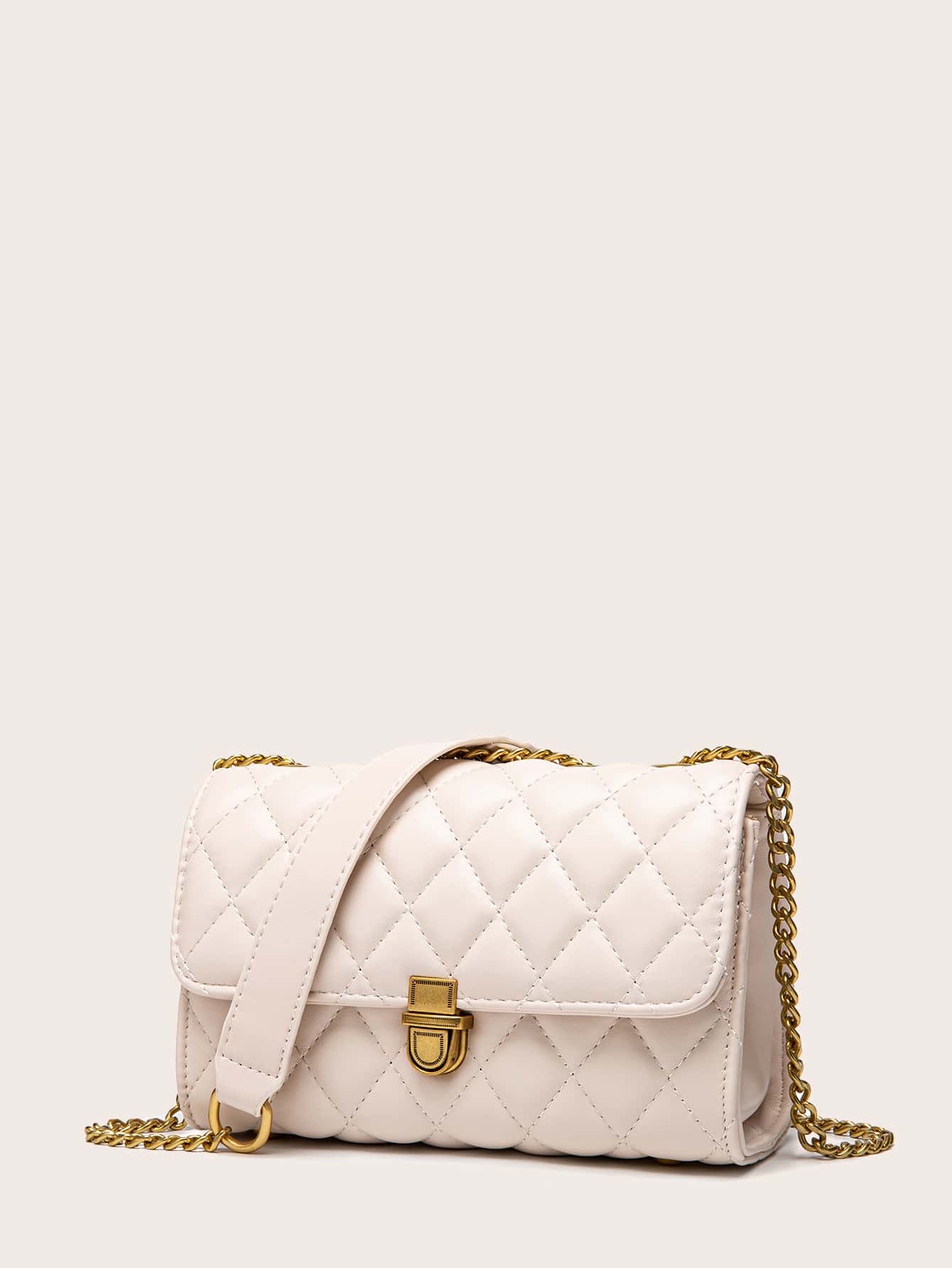 Quilted Push Lock Shoulder Bag