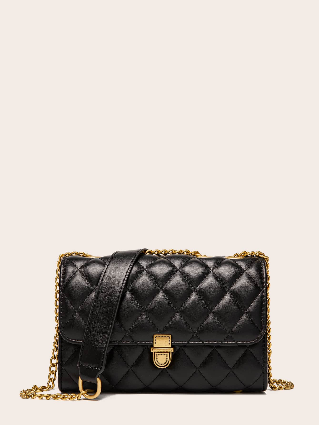 Quilted Push Lock Shoulder Bag