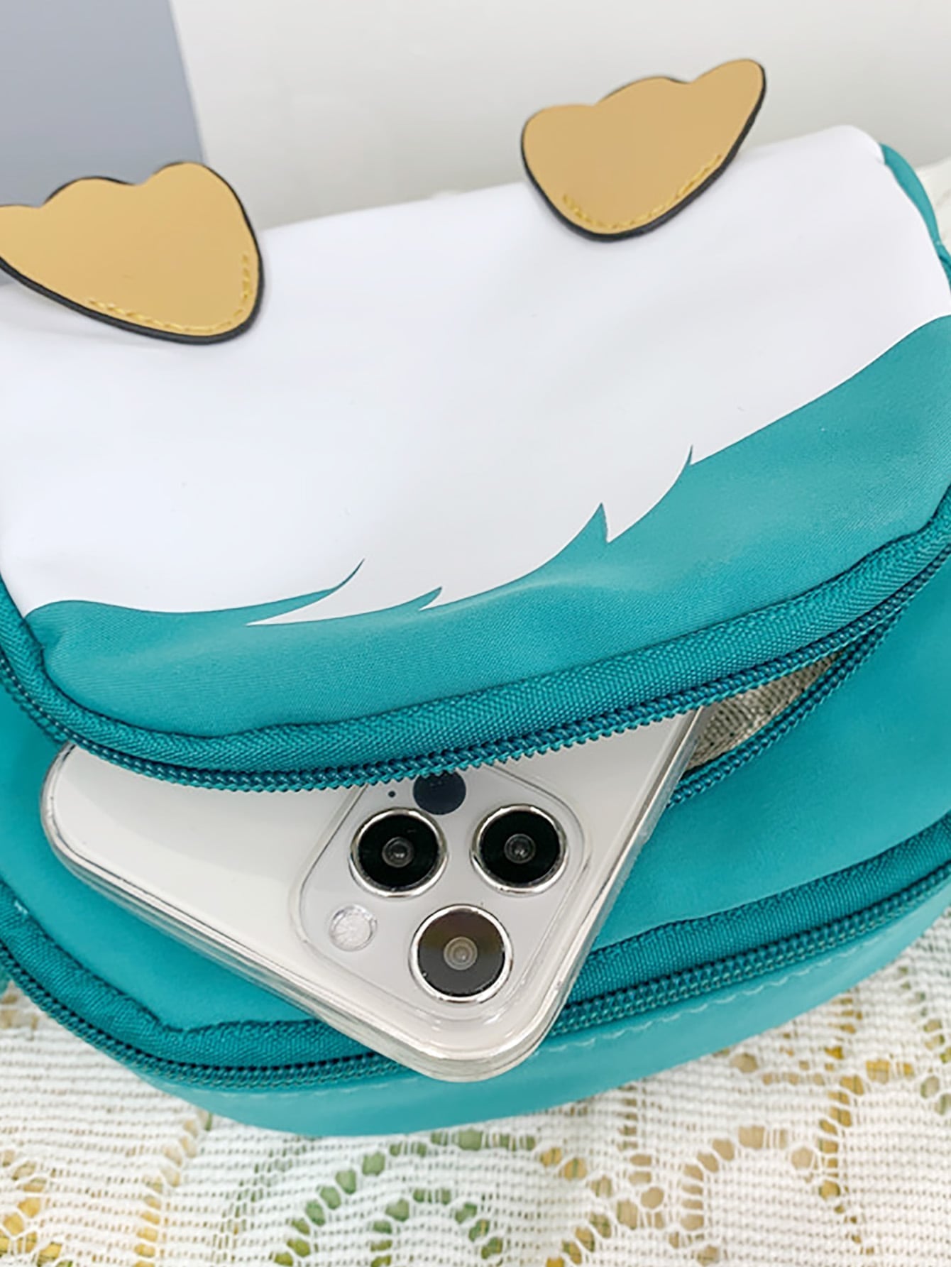 Cartoon Design Pocket Front Crossbody Bag