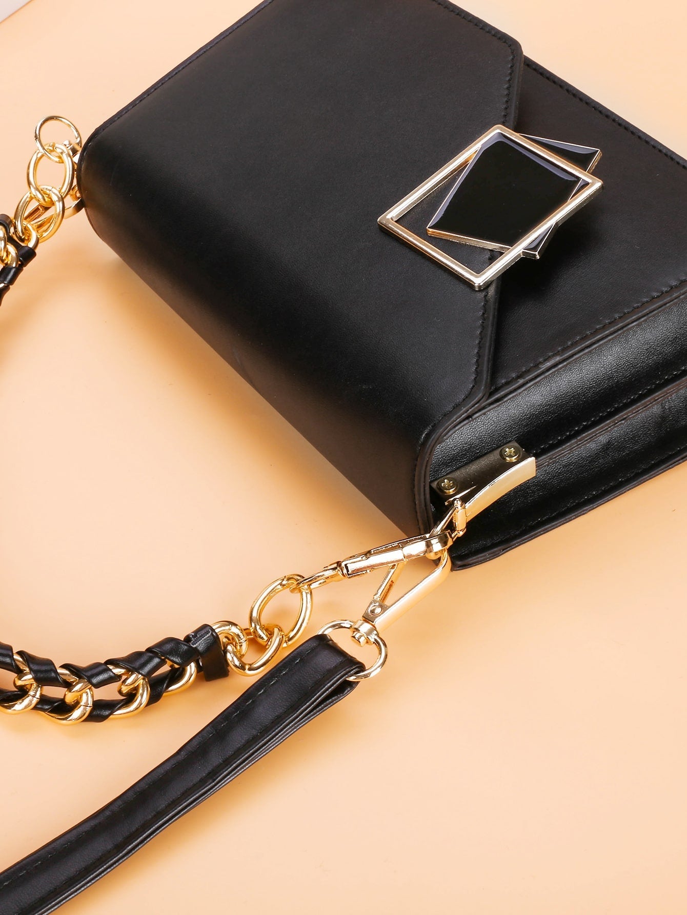 Metal Decor Flap Shoulder Bag