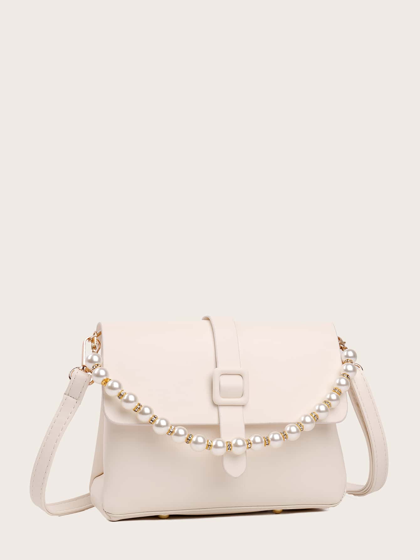 Faux Pearl Decor Crossbody Bag