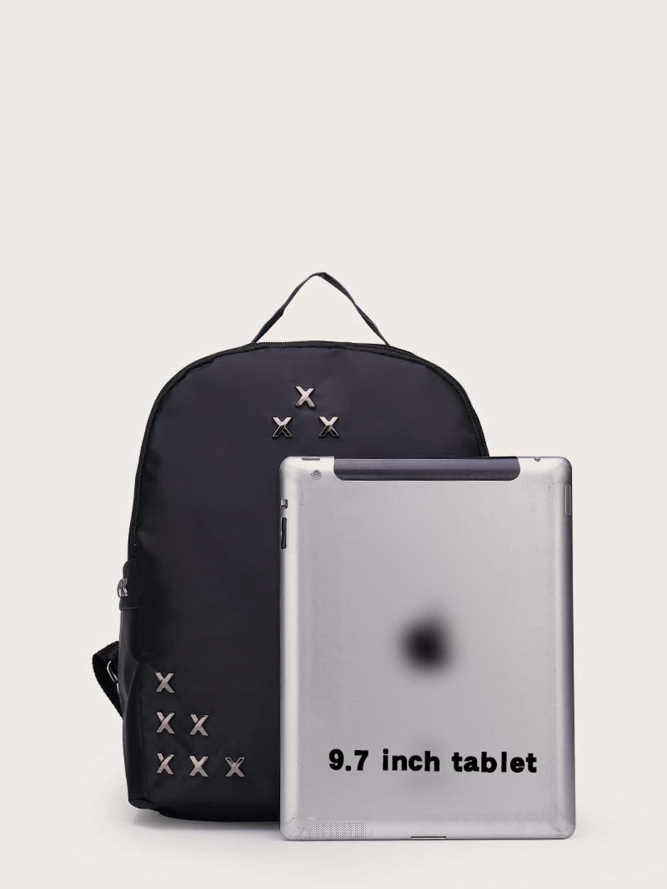 3pcs Metal Detail Backpack Set