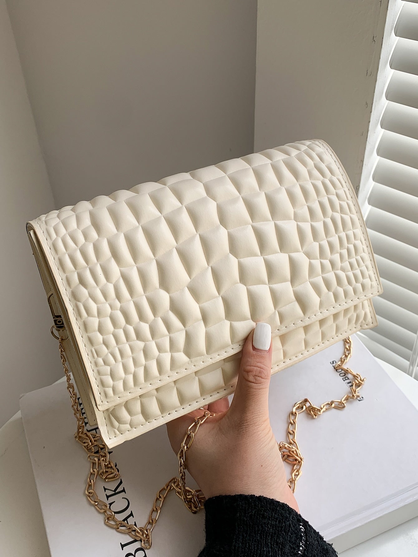 Minimalist Textured Chain Crossbody Bag