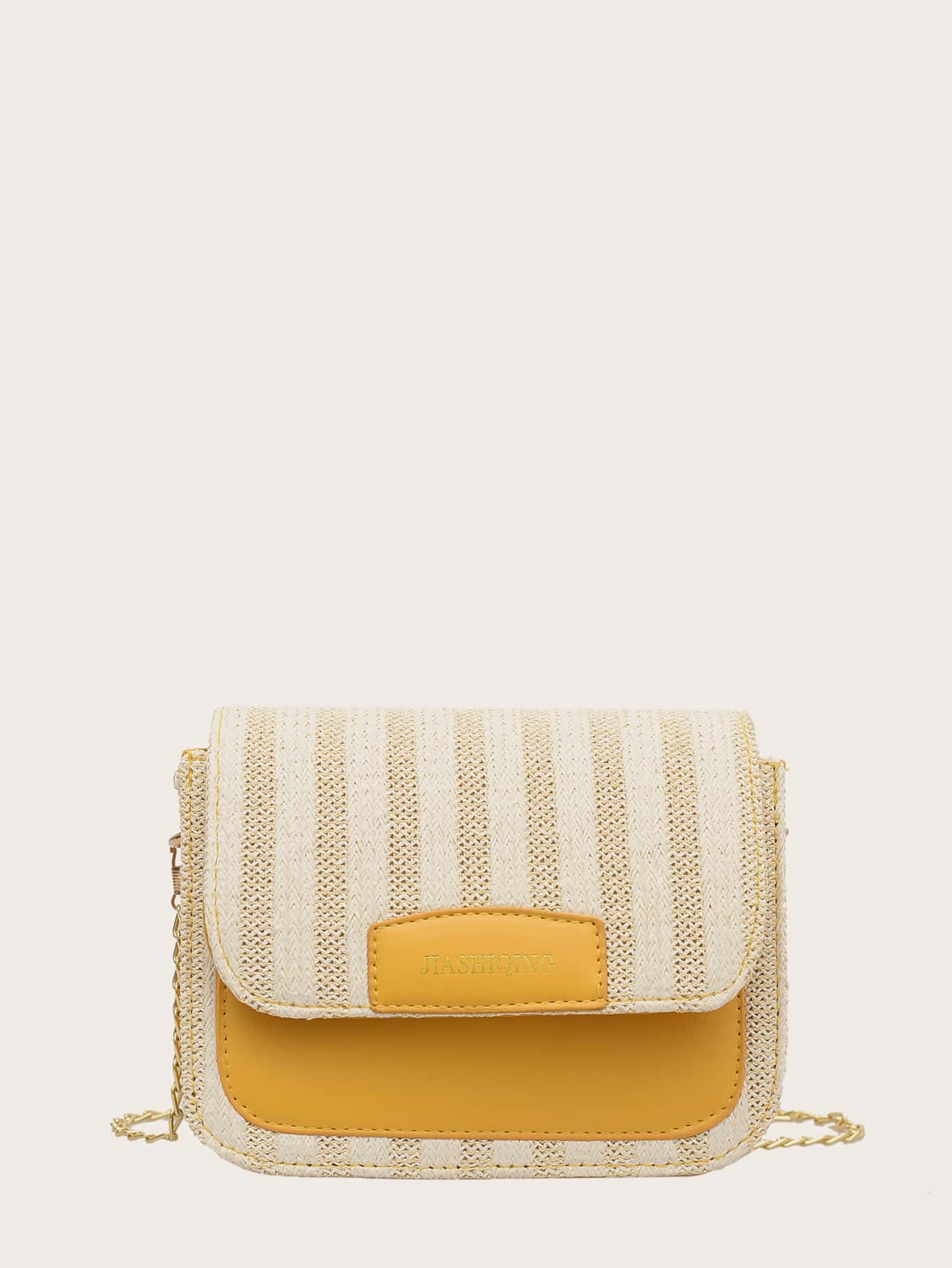 Striped Chain Crossbody Bag