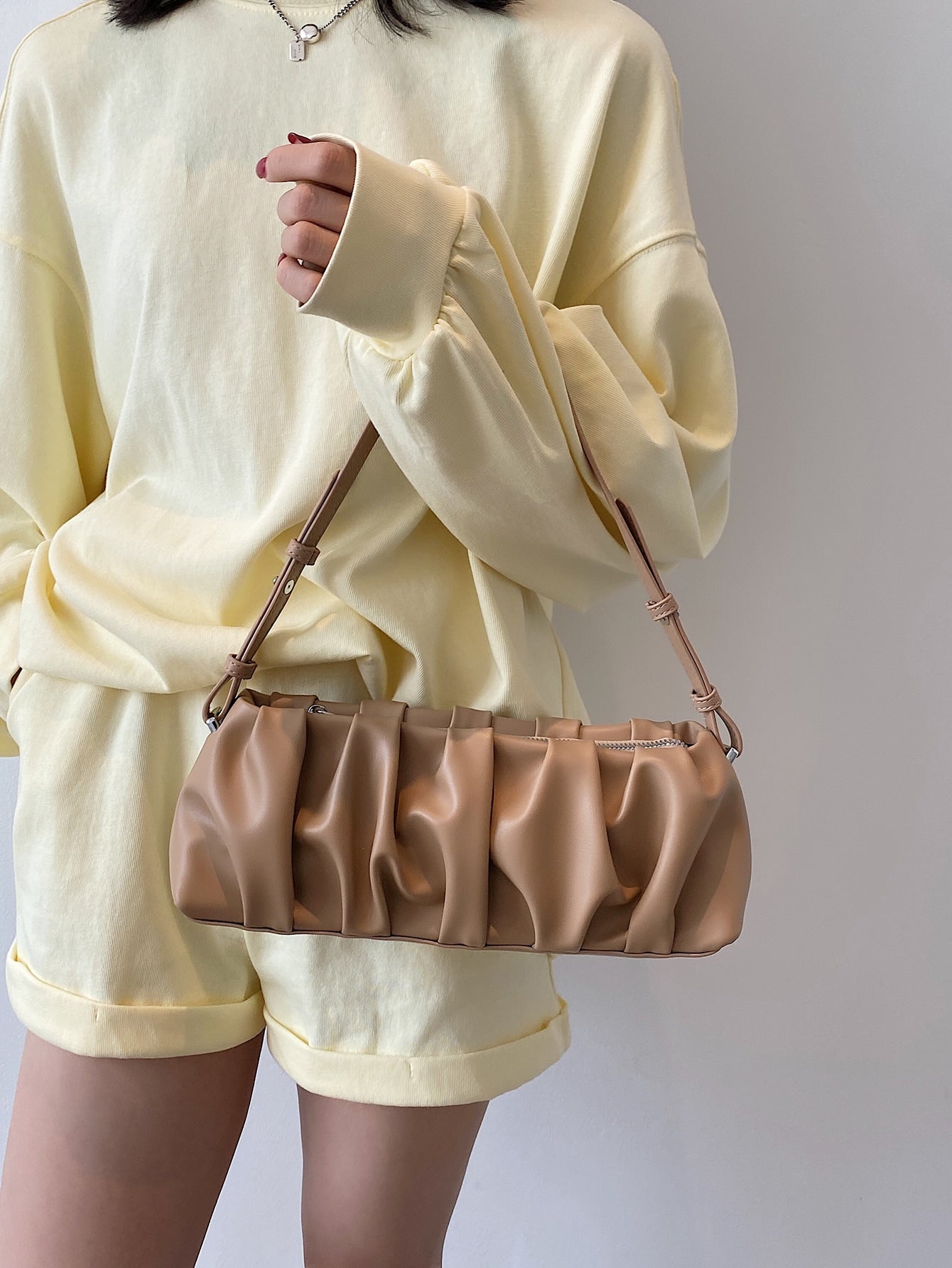 Minimalist Ruched Design Shoulder Bag