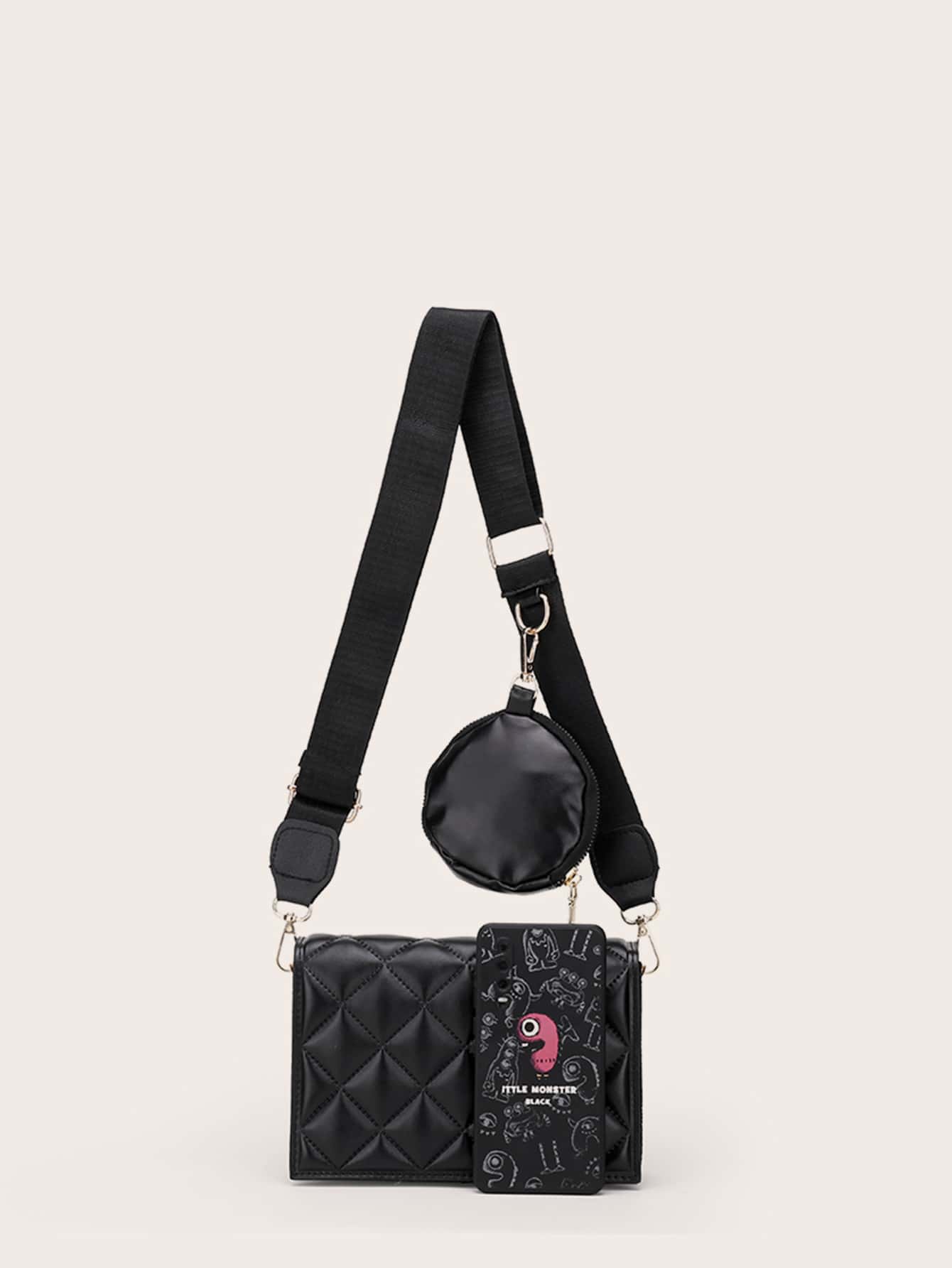 Minimalist Quilted Crossbody With Purse