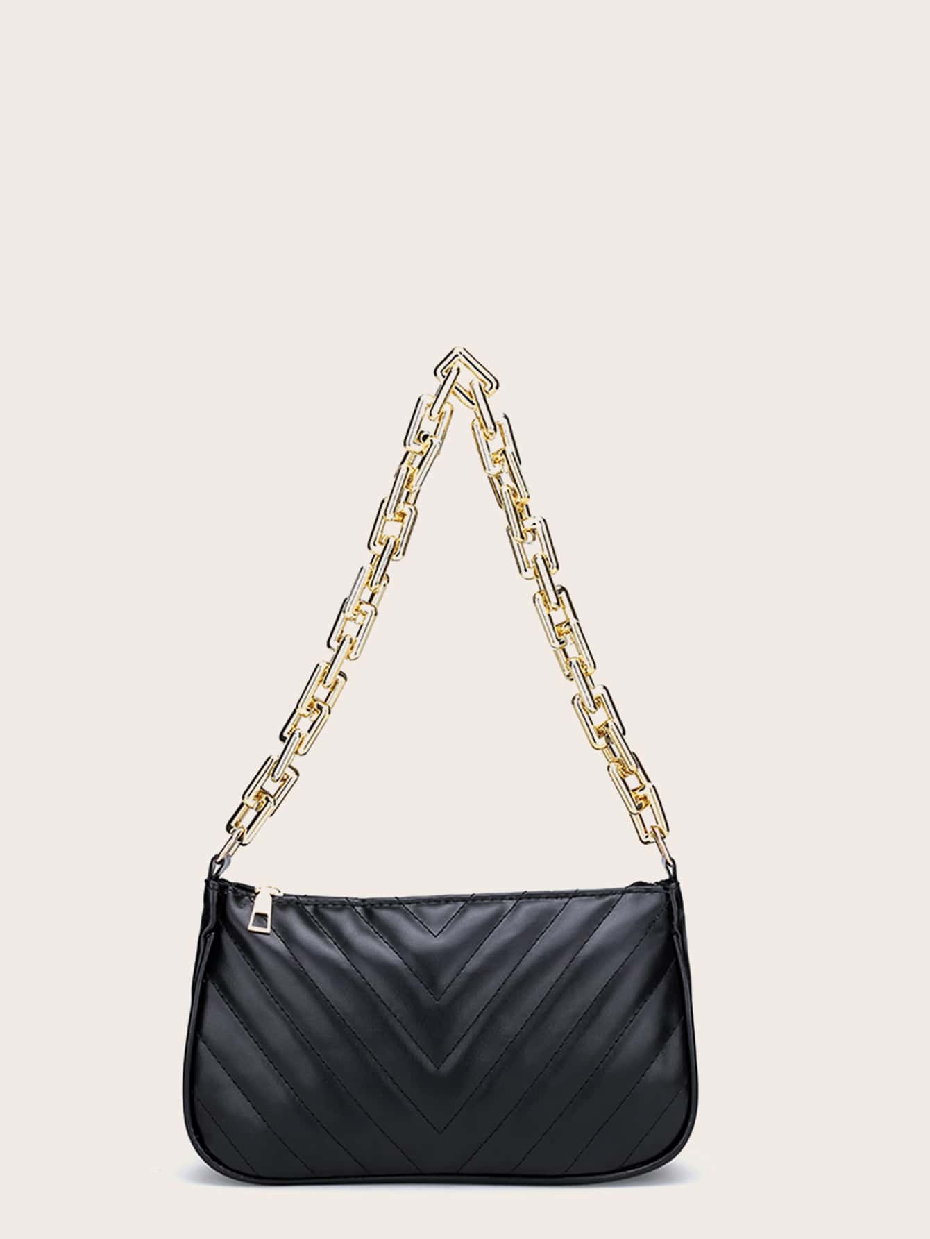 Minimalist Quilted Chain Shoulder Bag