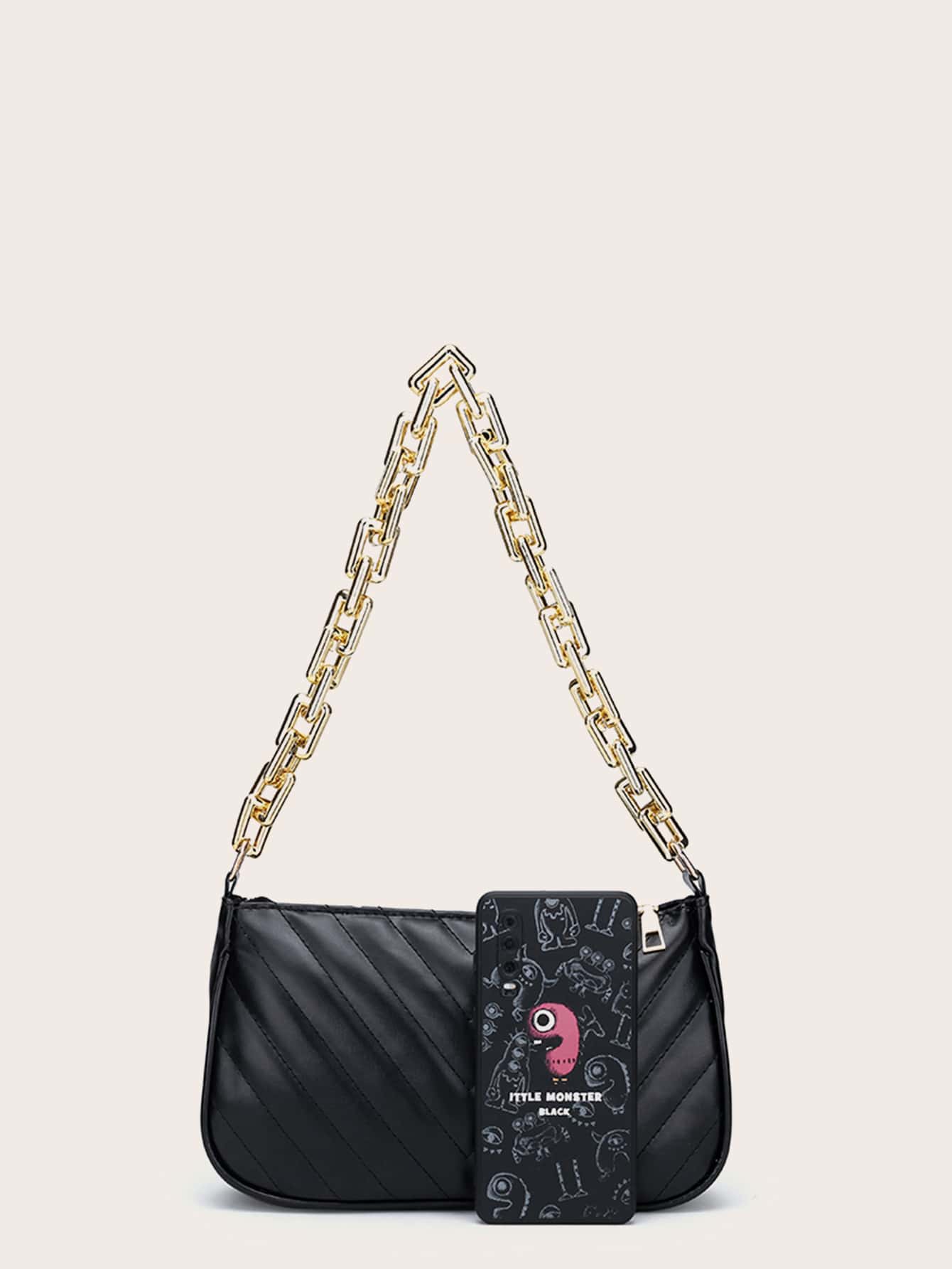 Minimalist Quilted Chain Shoulder Bag