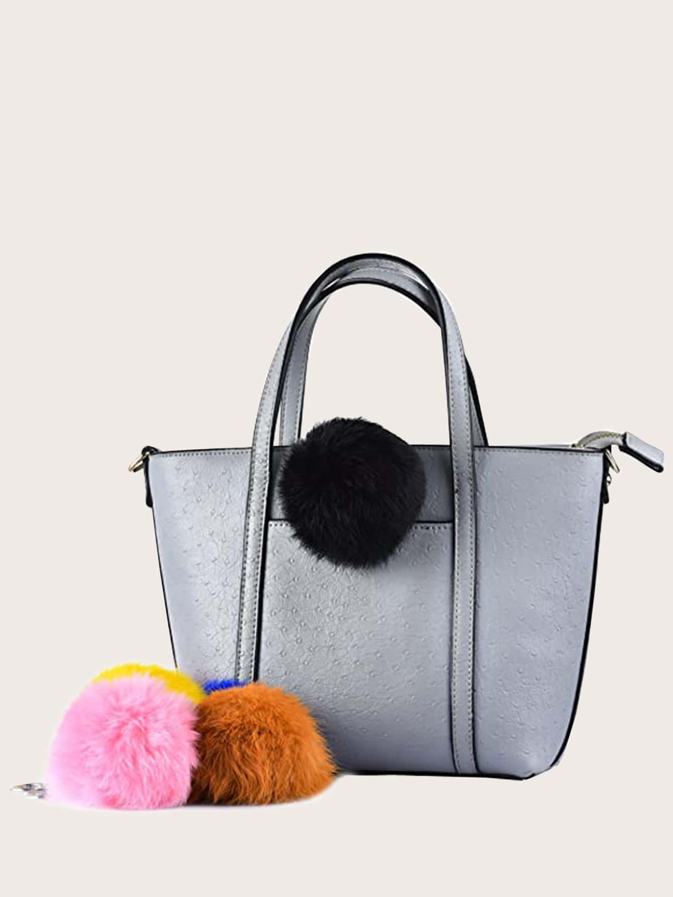 Pom Pom Design Fluffy Bag Charm
