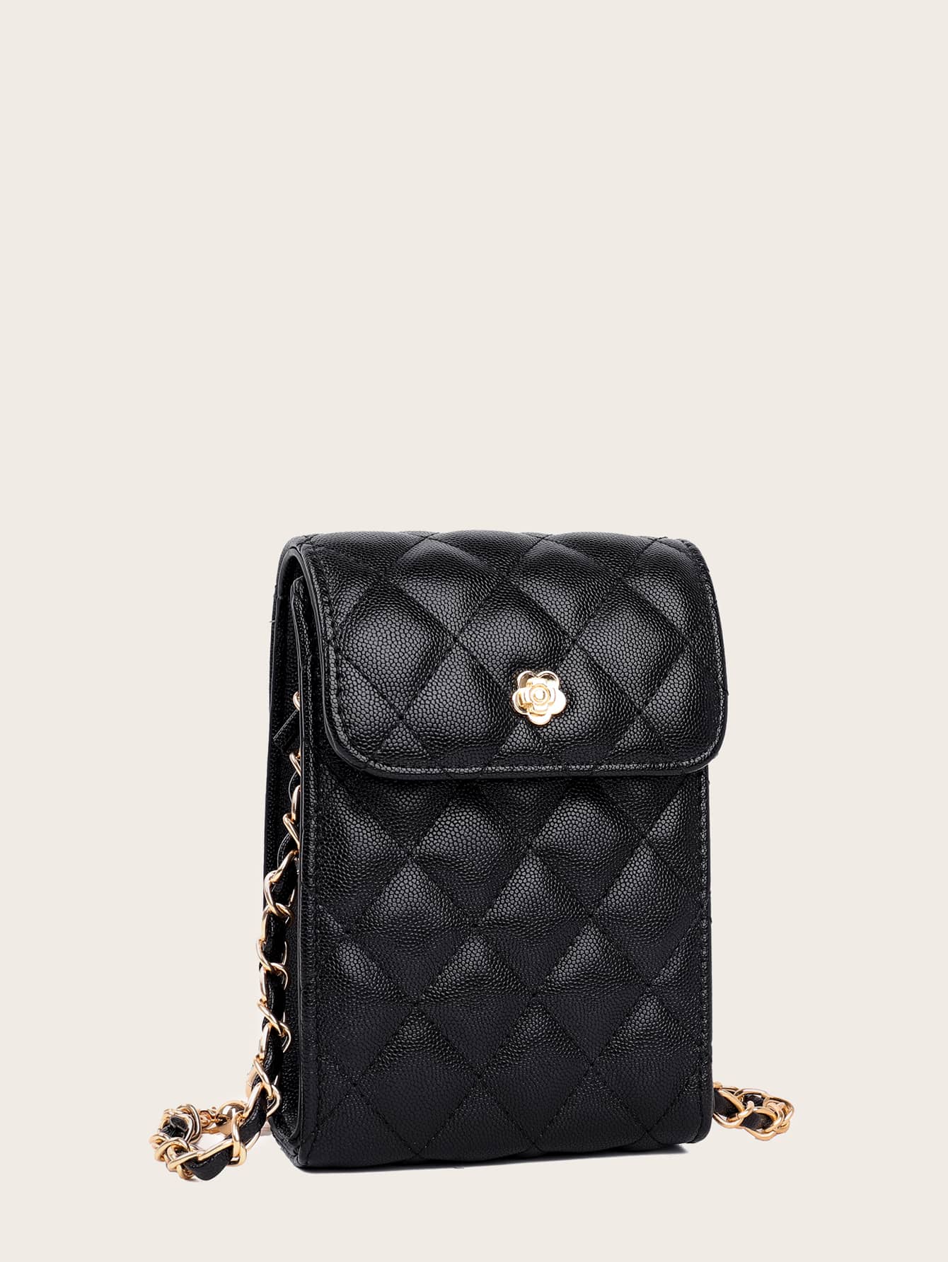 Quilted Flap Phone Bag With Purse