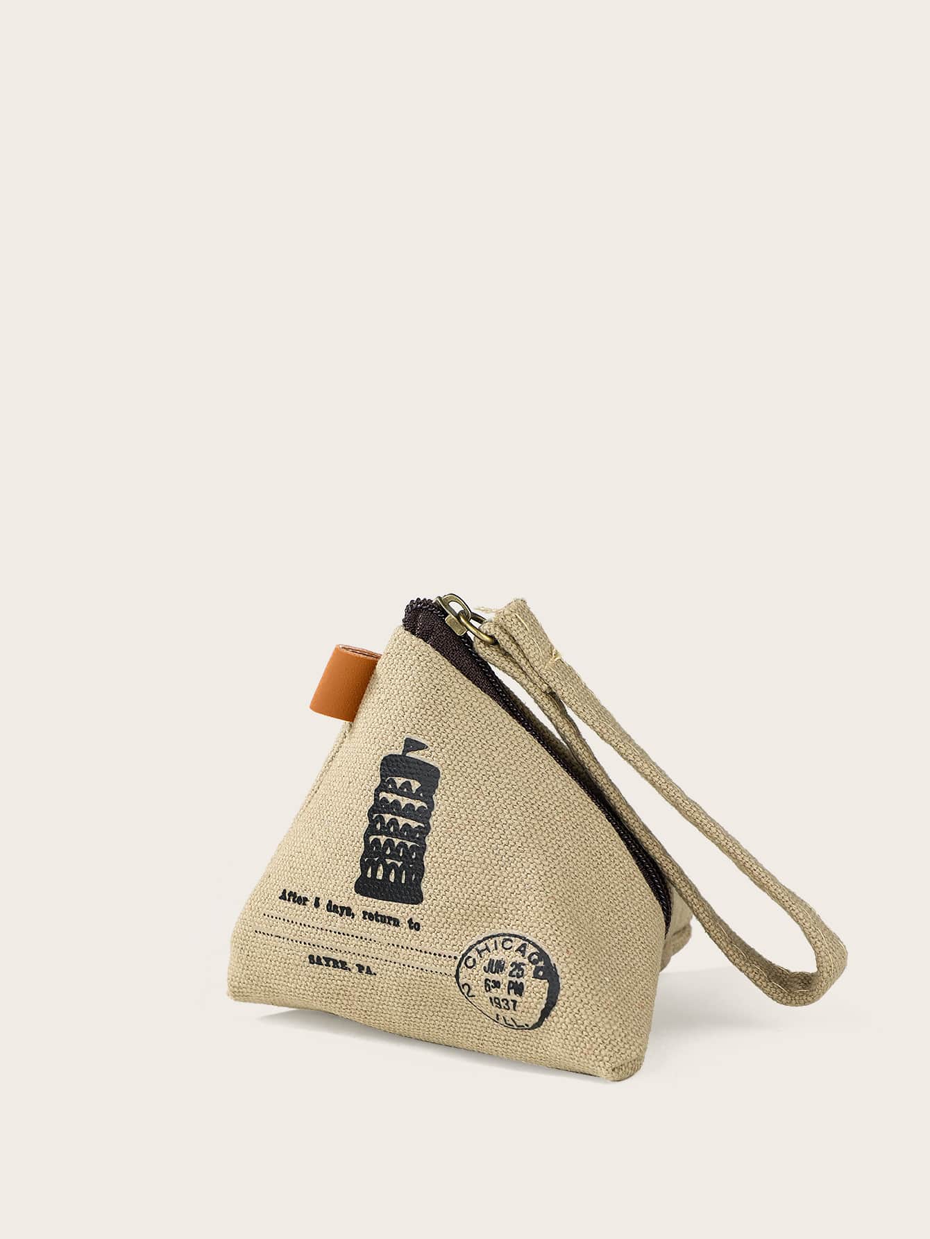 Letter Graphic Coin Case With Wristlet