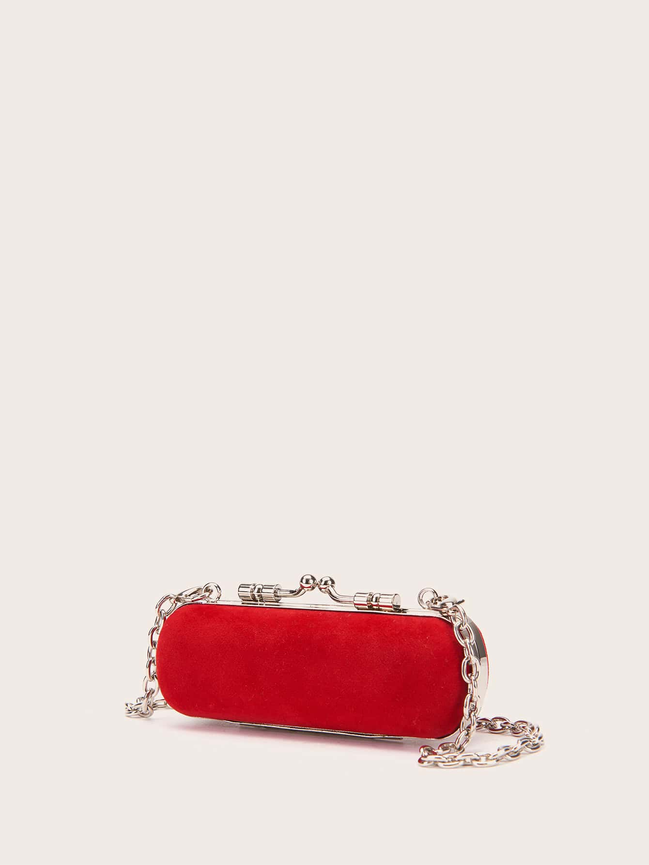 Mini Kiss Lock Velvet Clutch Bag
